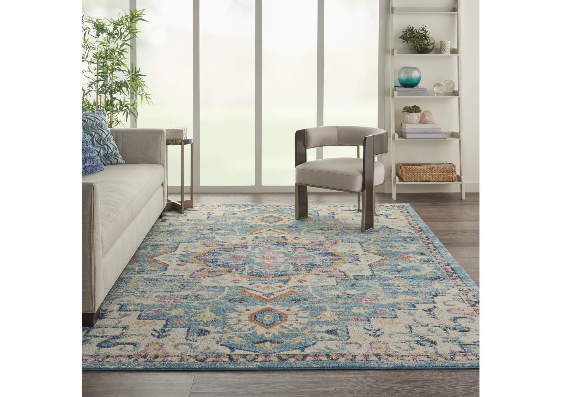 Nourison Passion 8' x 10' Ivory, Light Blue Bohemian Area Rug,Nourison