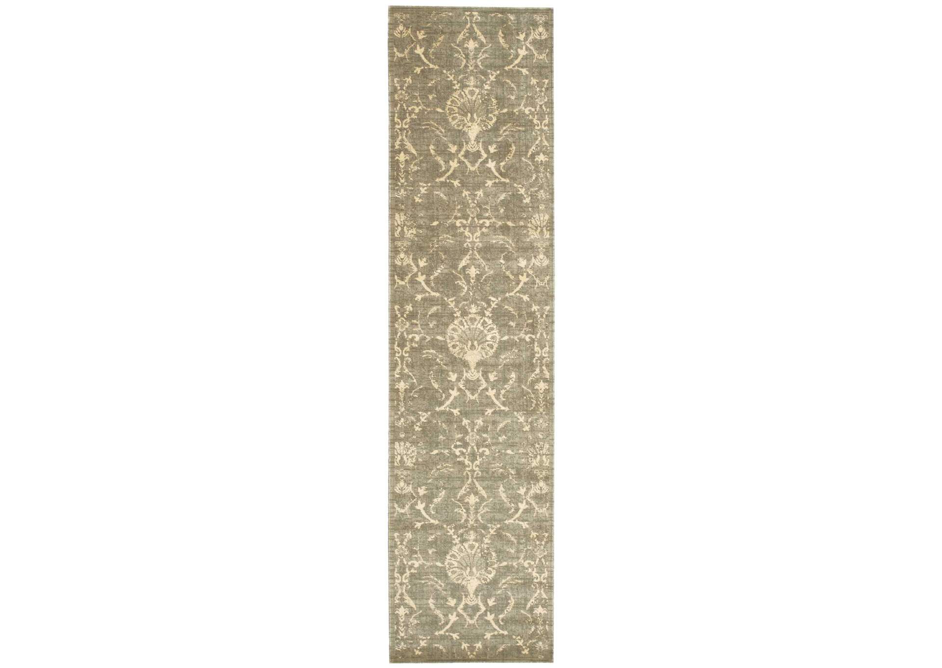 Nourison Silk Elements SKE03 Green 10' Runner Hallway Rug,Nourison