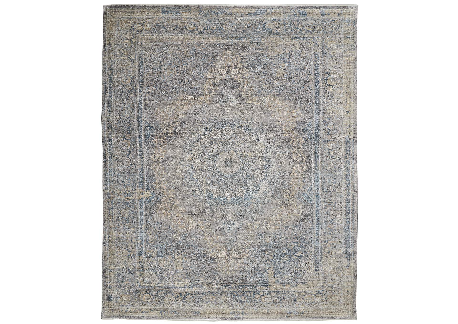 Nourison Starry Nights 10' x 13' Cream and Blue Vintage Area Rug,Nourison
