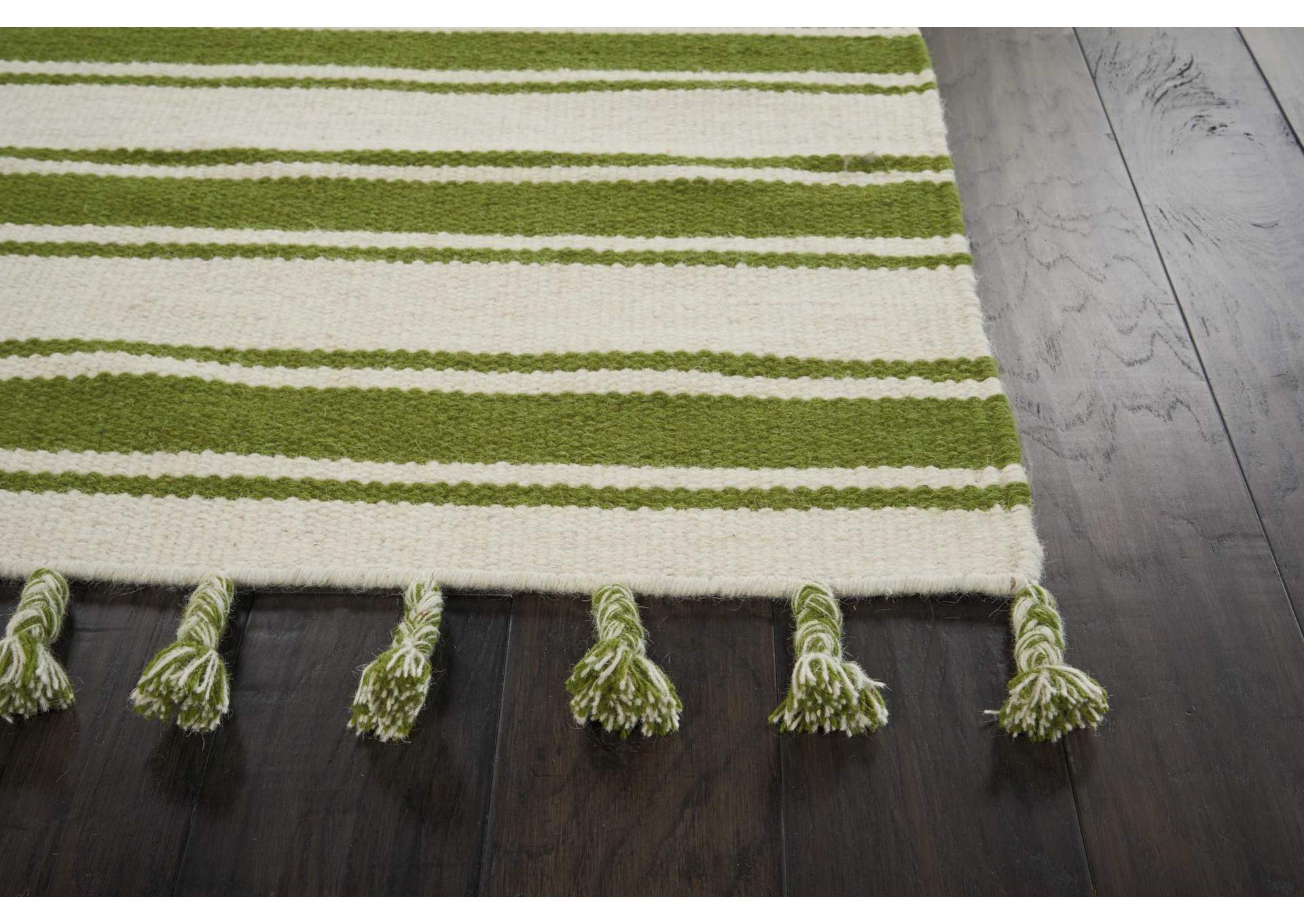 Nourison Rio Vista DST01 White and Green 8' Runner Flat Weave Hallway Rug,Nourison
