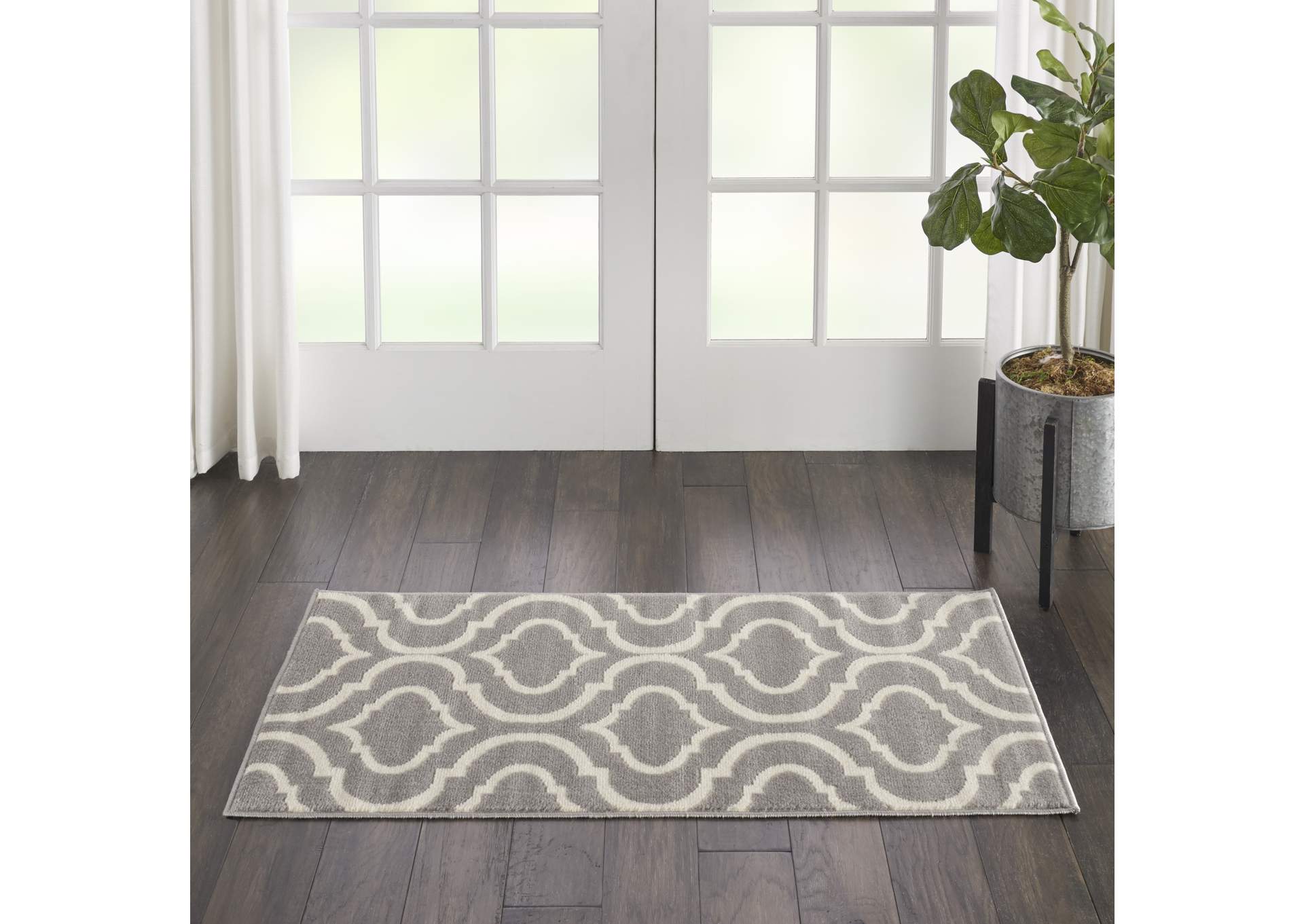 Nourison Jubilant 2' x 4' Small Grey Trellis Area Rug,Nourison