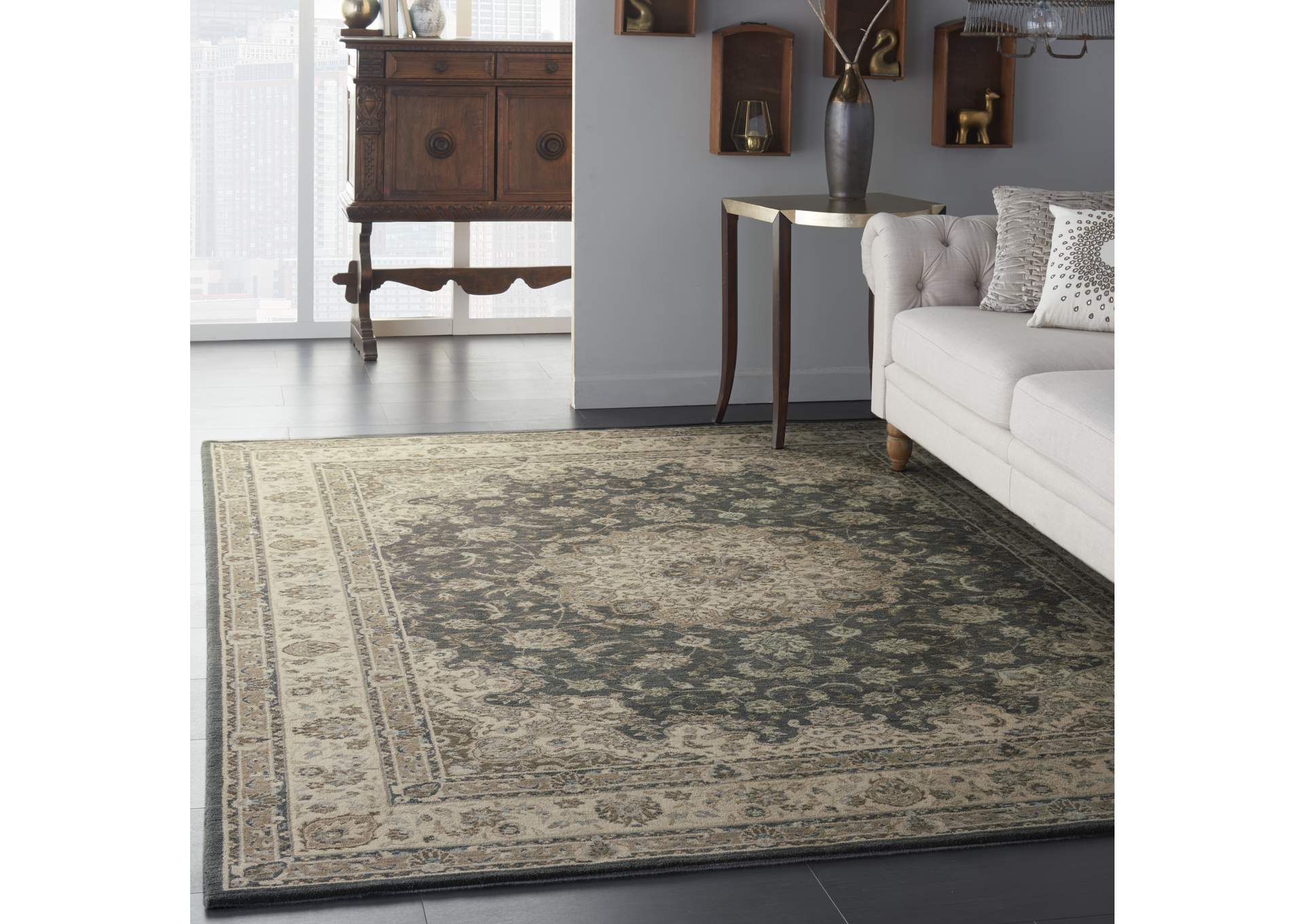 Nourison Living Treasures 8' x 10' Grey and Ivory Area Rug,Nourison
