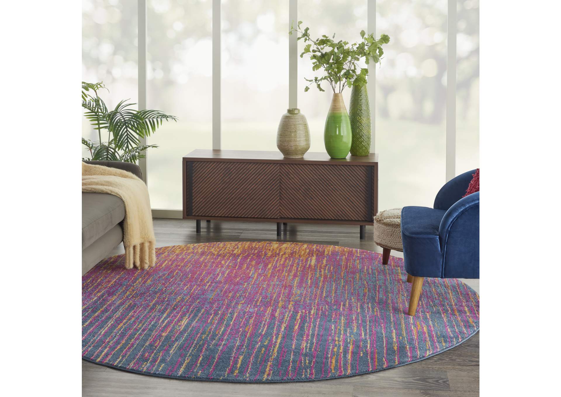 Nourison Passion PSN09 Multicolor 8' Round Colorful Area Rug,Nourison