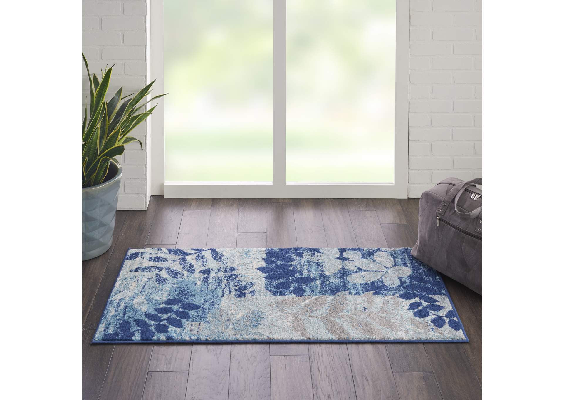 Nourison Tranquil 2'x4' Navy Blue Modern Small Rug,Nourison