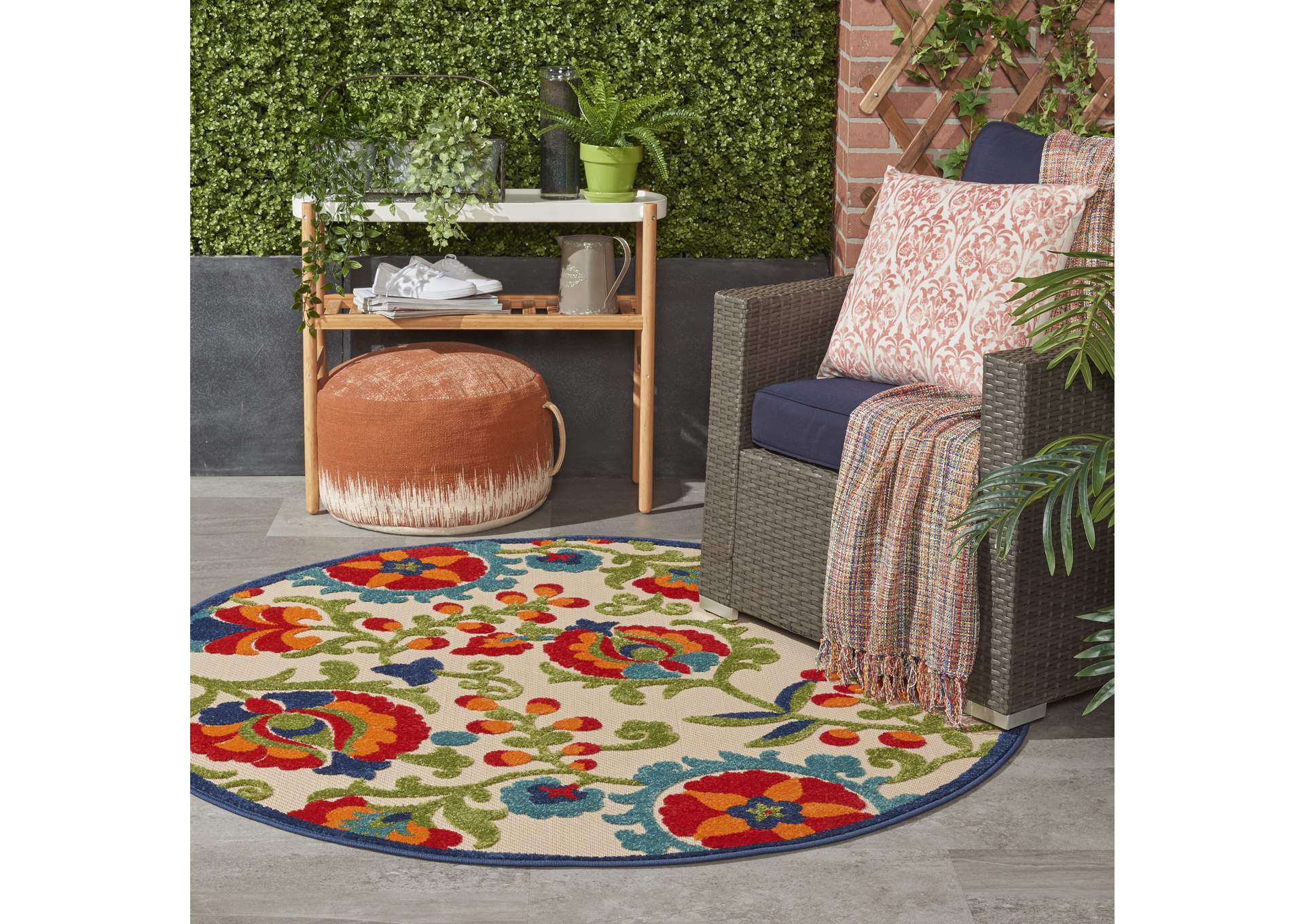 Nourison Aloha ALH17 Multicolor 5' Round Indoor-outdoor Area Rug,Nourison