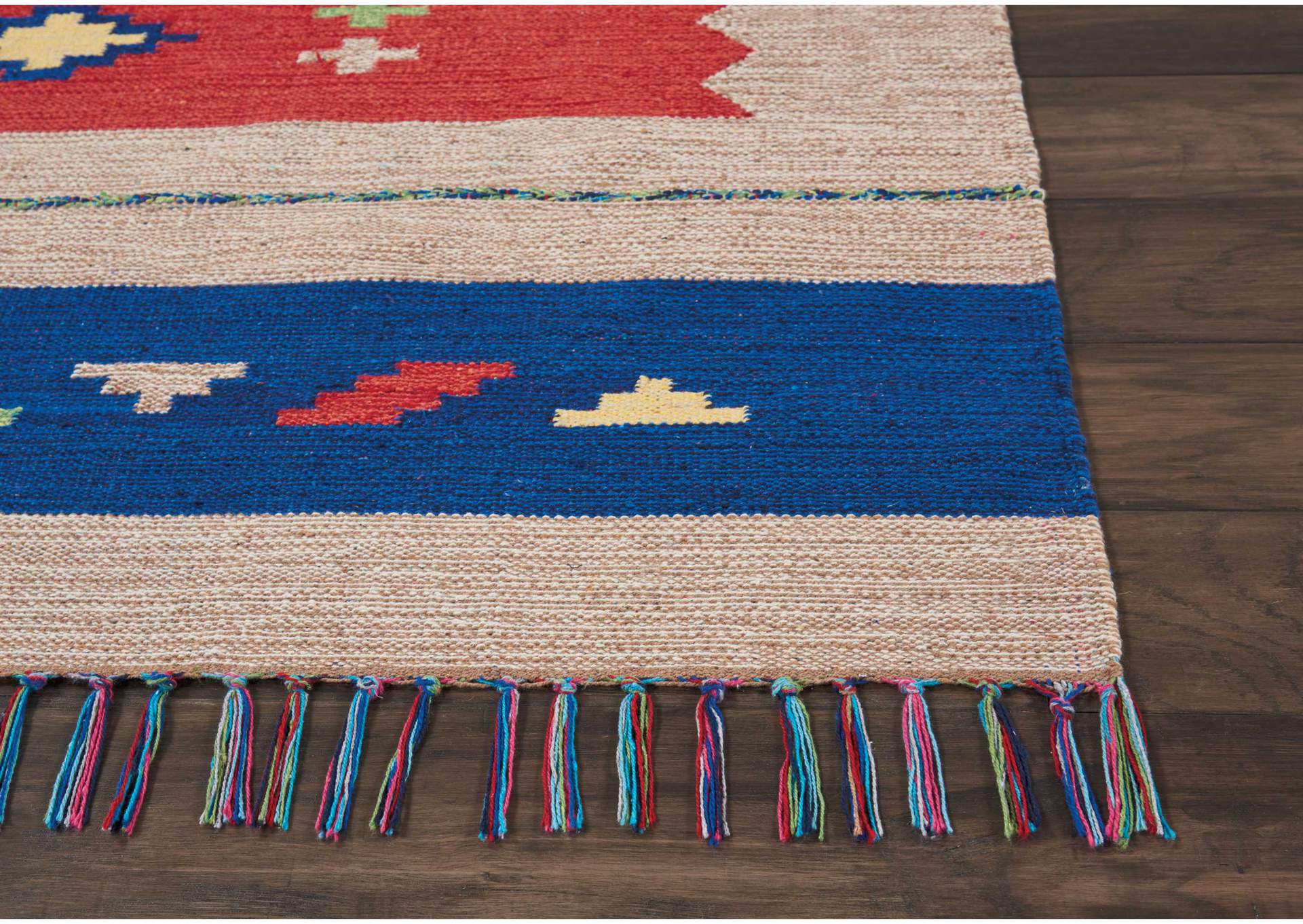 Nourison Baja BAJ02 Red and Black 8'x10' Large Flat Weave Rug,Nourison
