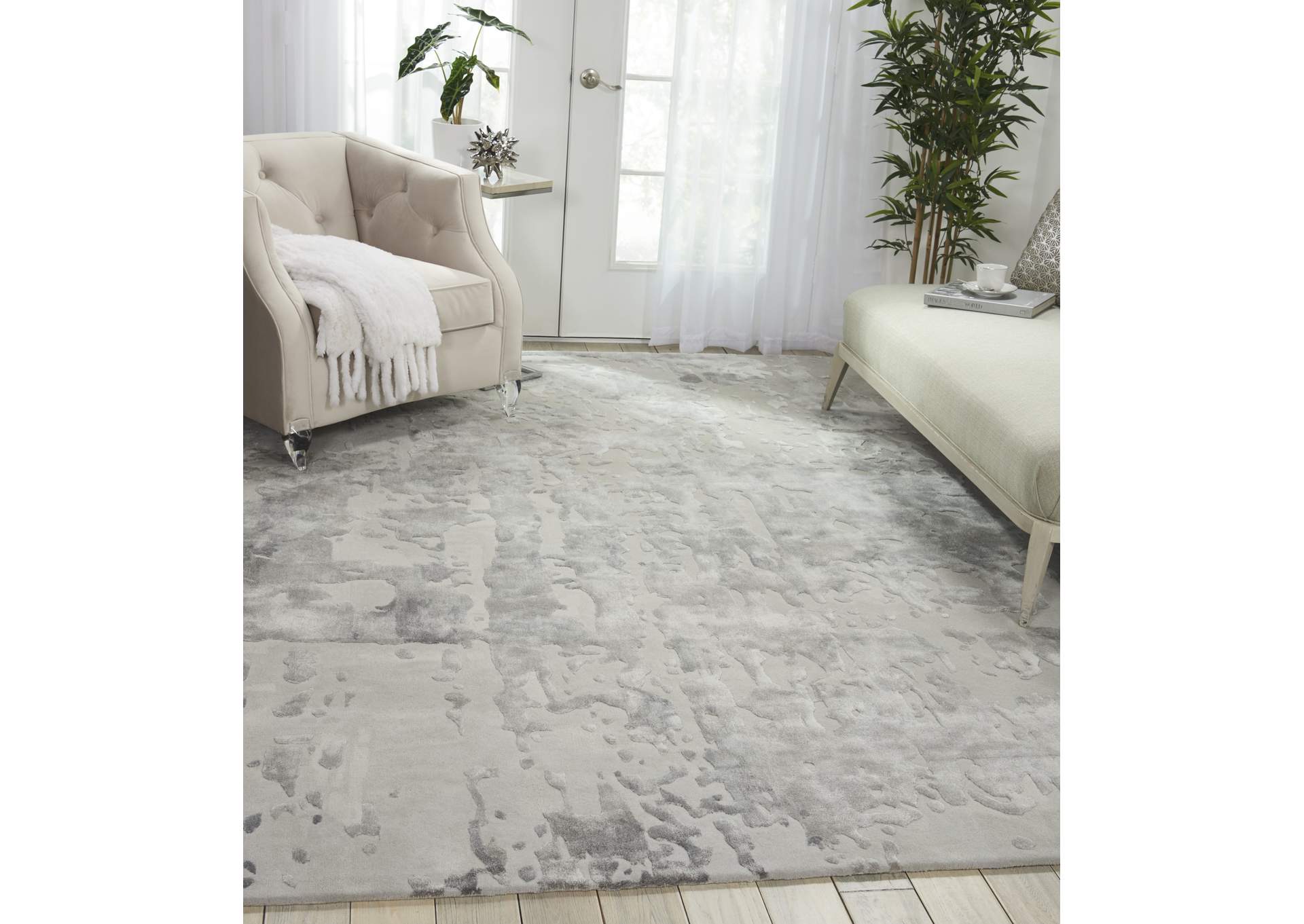 Nourison Prismatic 8'x10' Silver Grey Abstract Area Rug,Nourison