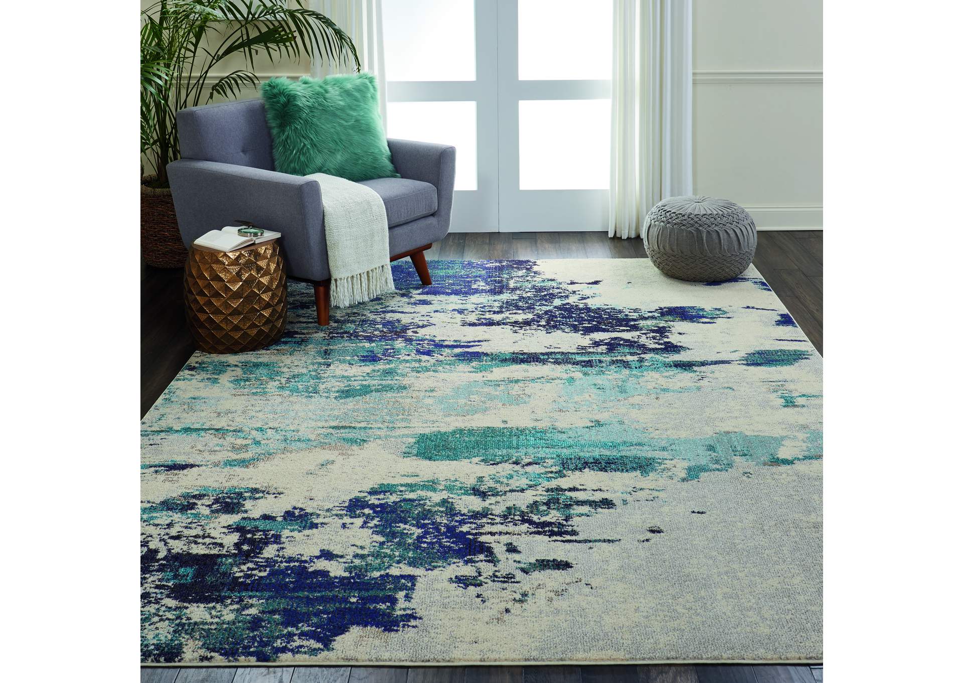 Nourison Celestial CES02 Blue and White 8'x11' Oversized Rug,Nourison
