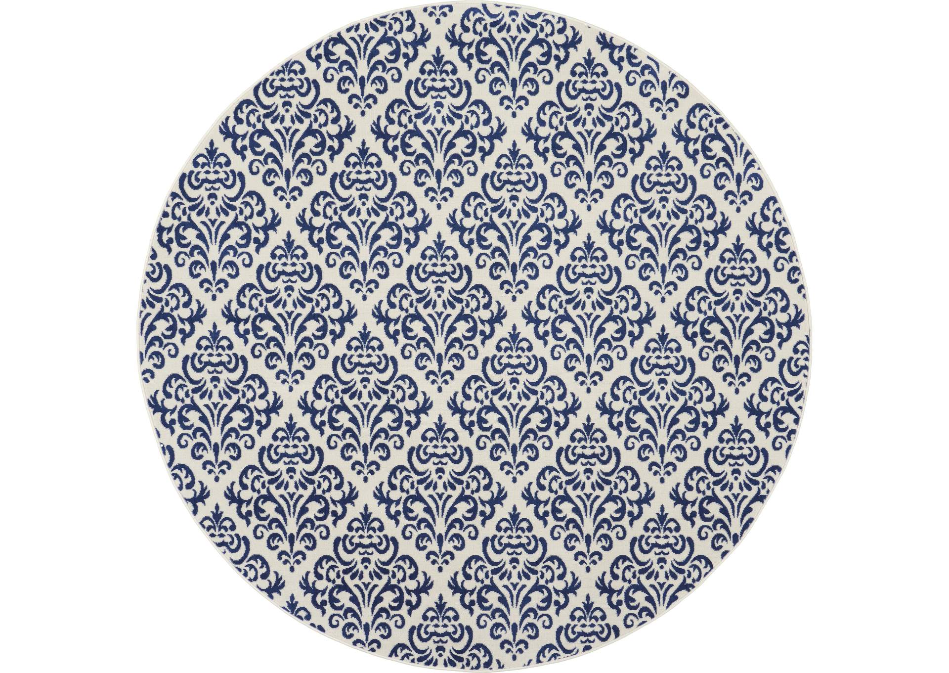 Nourison Grafix GRF06 Navy Blue and White 8' Round Large Rug,Nourison