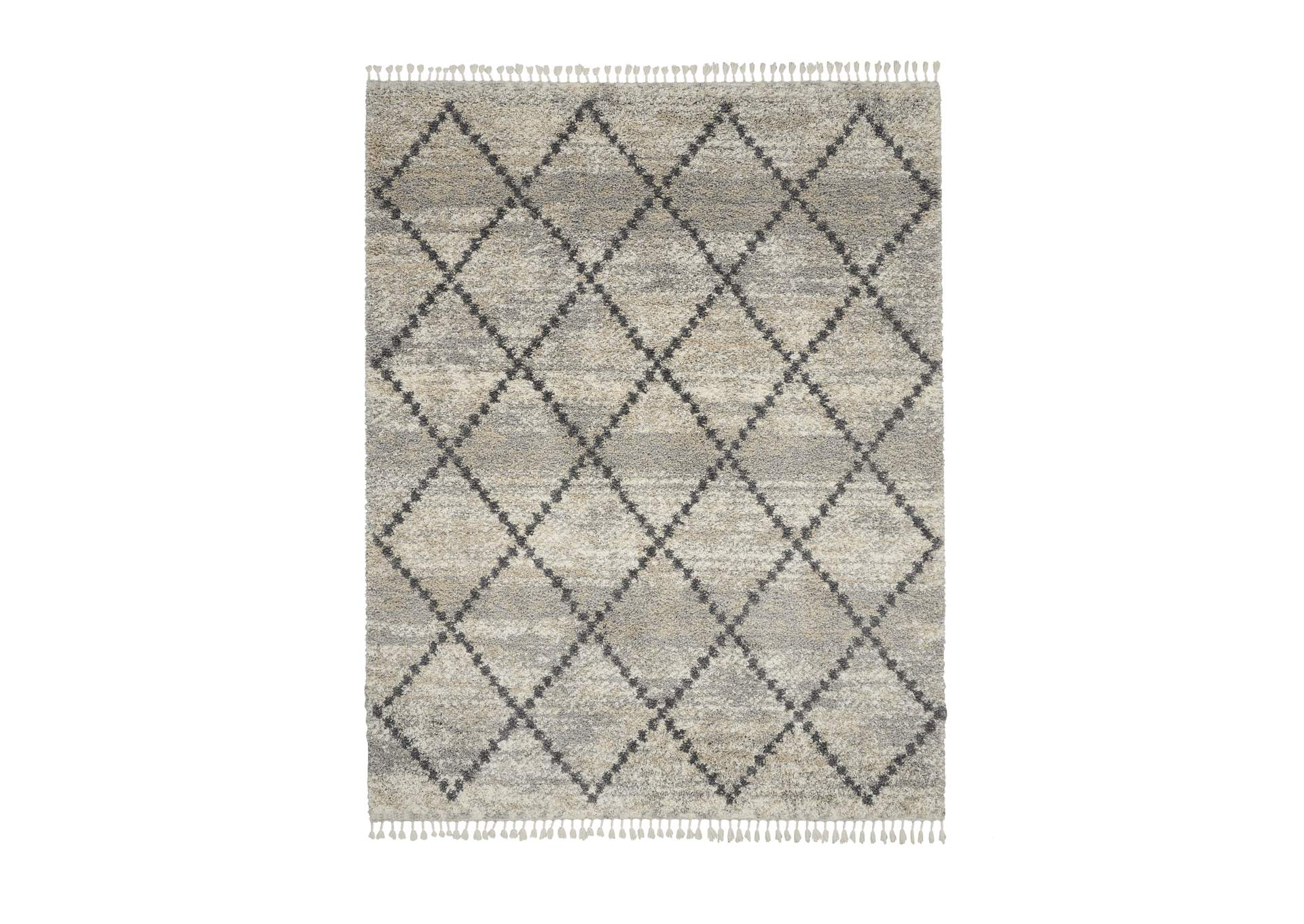Nourison Oslo Shag OSL01 9'x12' Oversized Silver Grey Scandinavian Shag Rug,Nourison