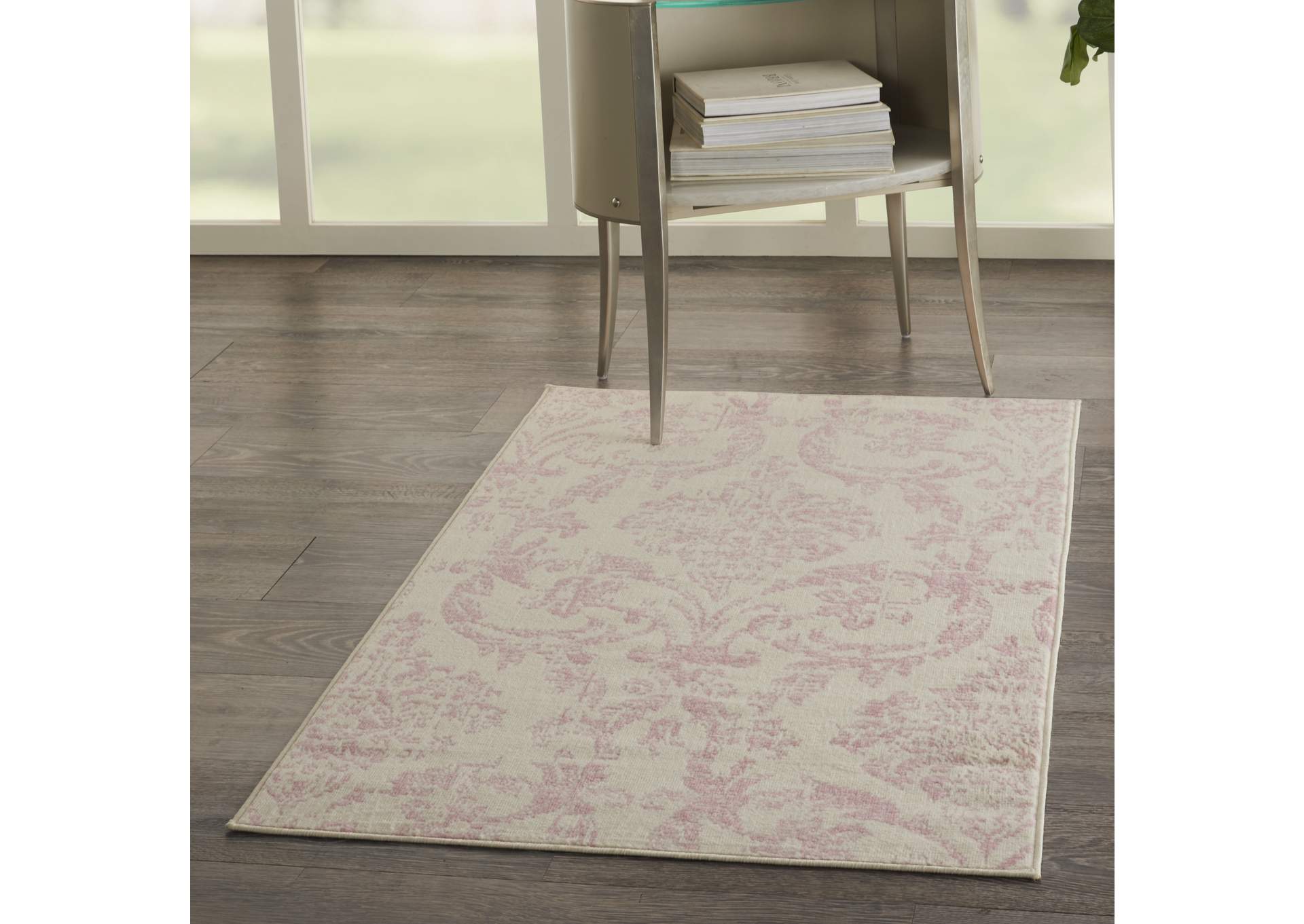 Nourison Jubilant 3'x5' White and Pink Area Rug,Nourison
