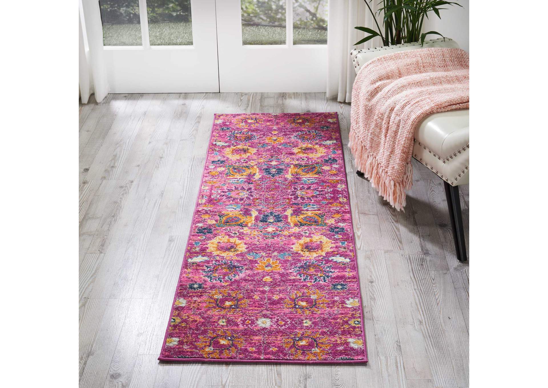 Nourison Passion PSN01 Pink 6' Runner Hallway Rug,Nourison