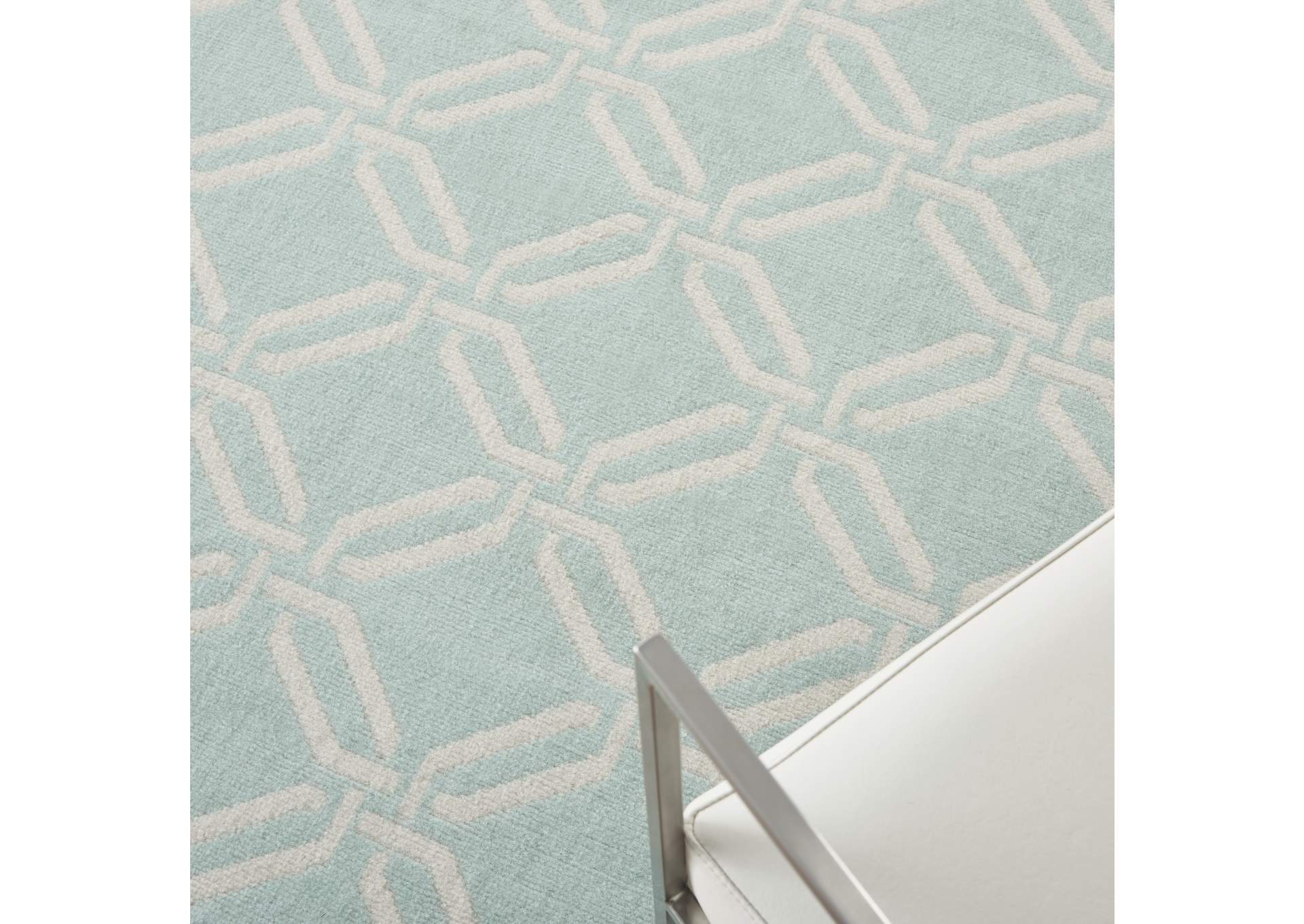 Nourison Jubilant JUB17 Aqua 6'x9' Mid-century Area Rug,Nourison