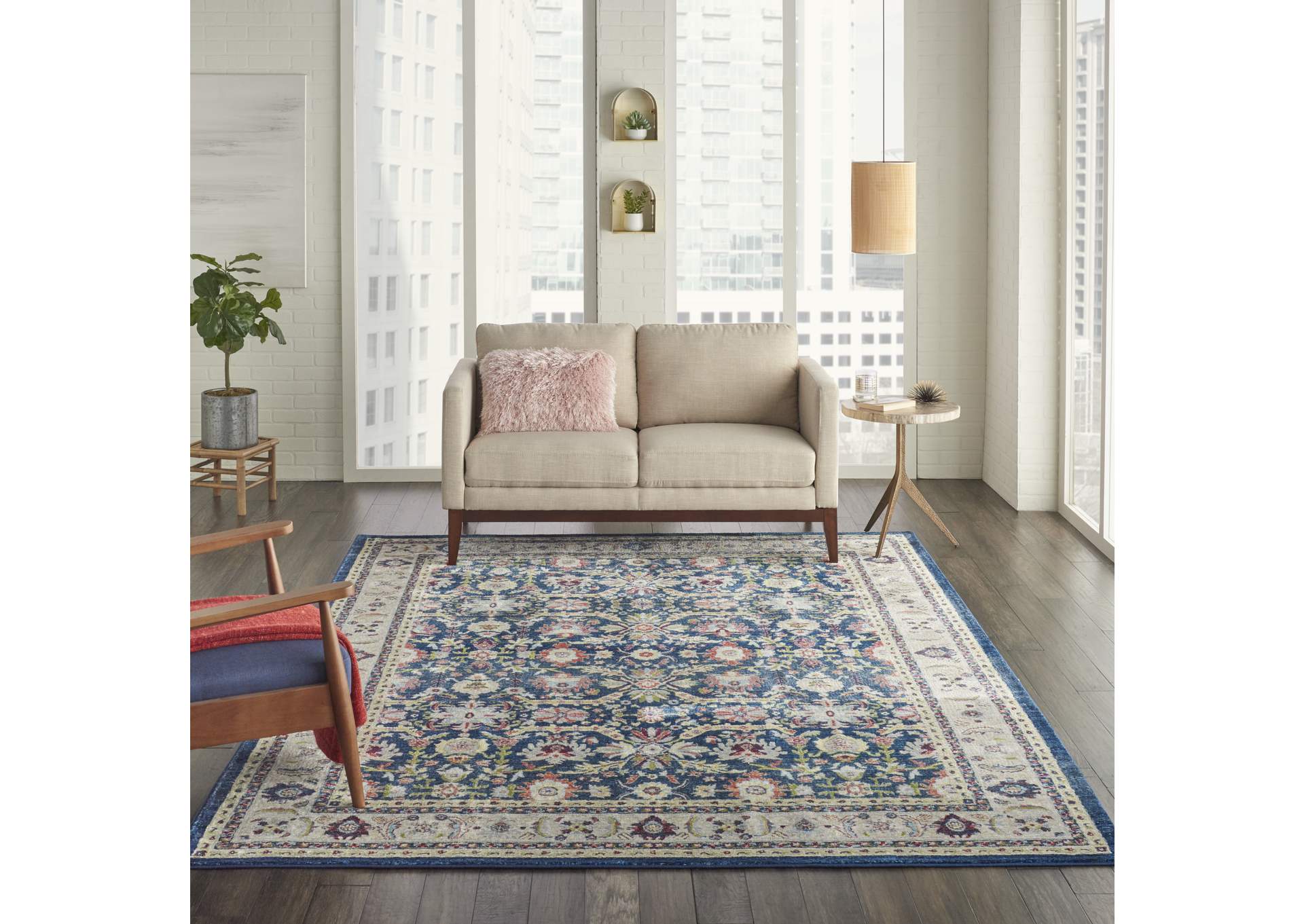 Nourison Ankara Global ANR13 Navy Blue Multicolor 8'x10' Large Textured Rug,Nourison