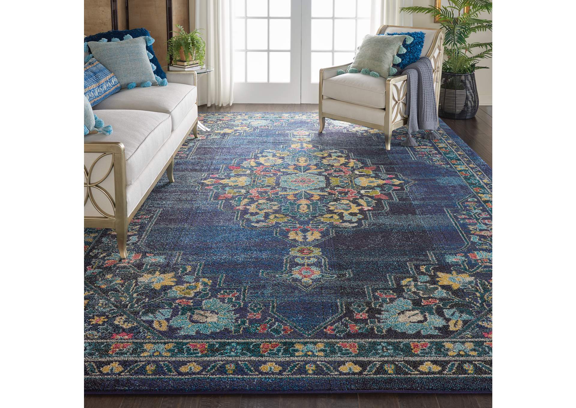 Nourison Passionate PST01 Dark Blue Multicolor 9'x12' Oversized Rug,Nourison