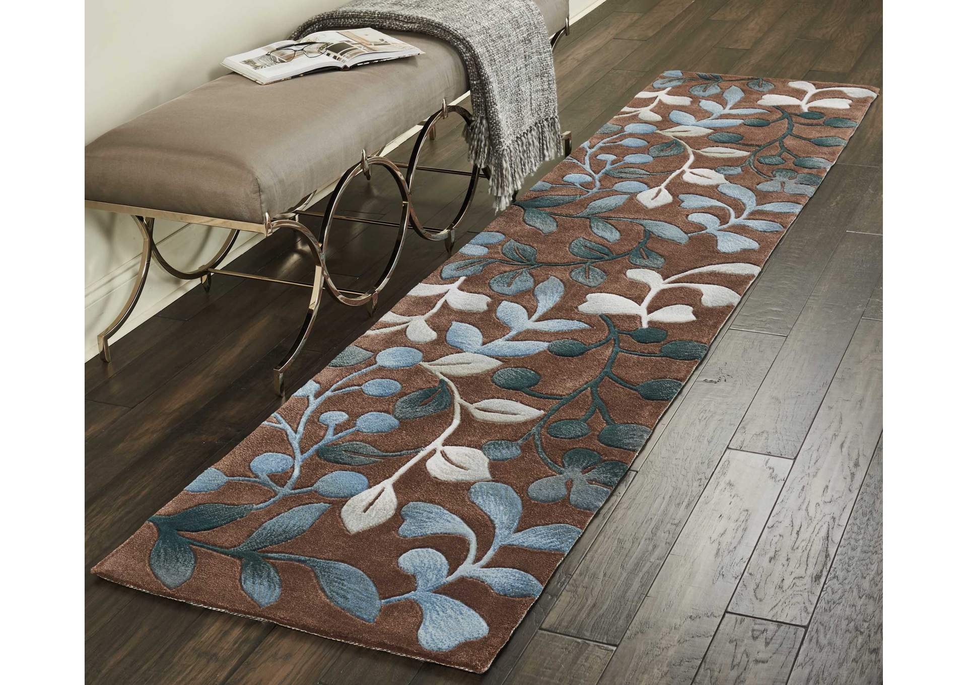 Nourison Contour CON02 Brown 10' Runner Hallway Rug,Nourison
