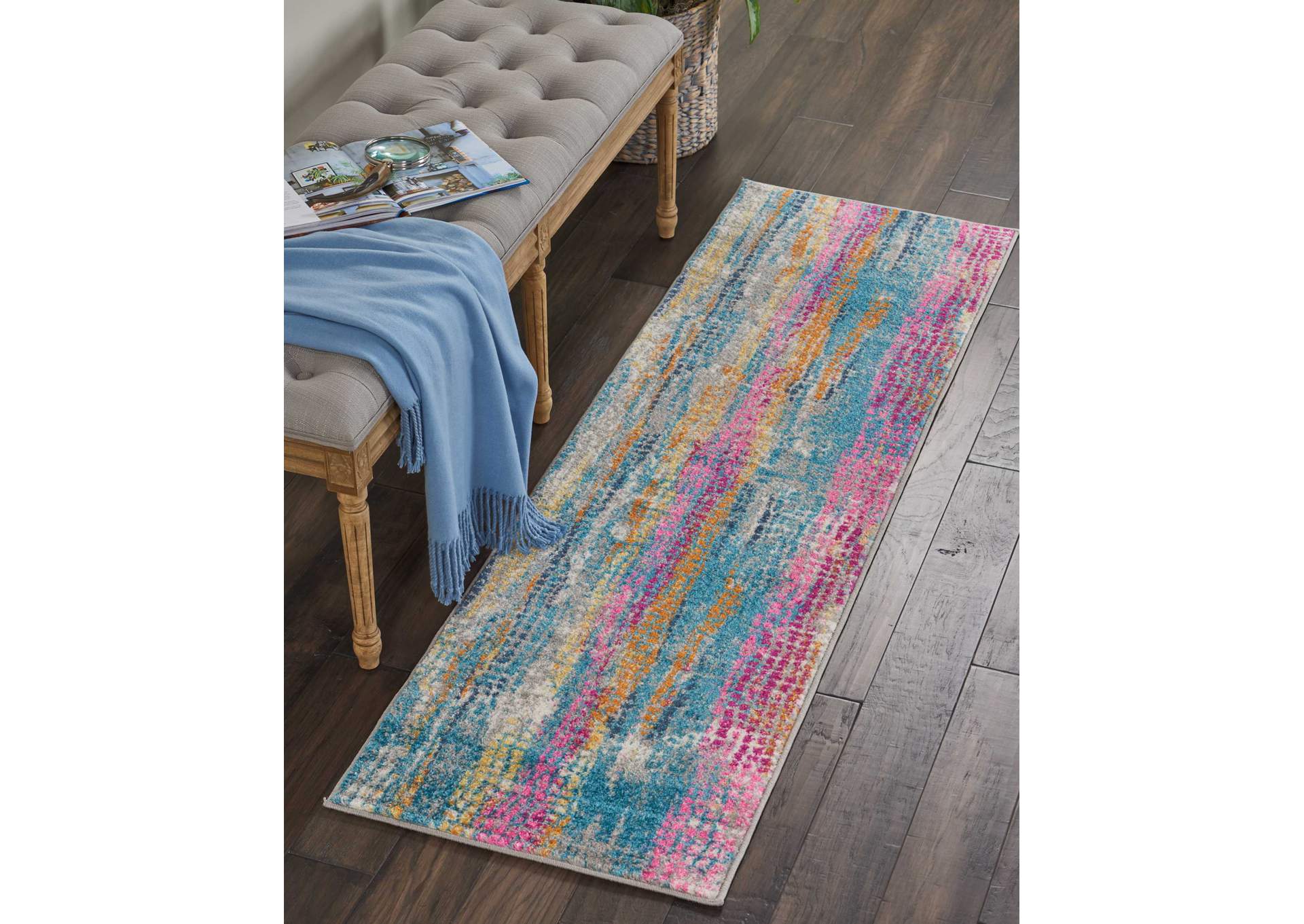 Nourison Passion PSN16 Multicolor 6' Runner Hallway Rug,Nourison