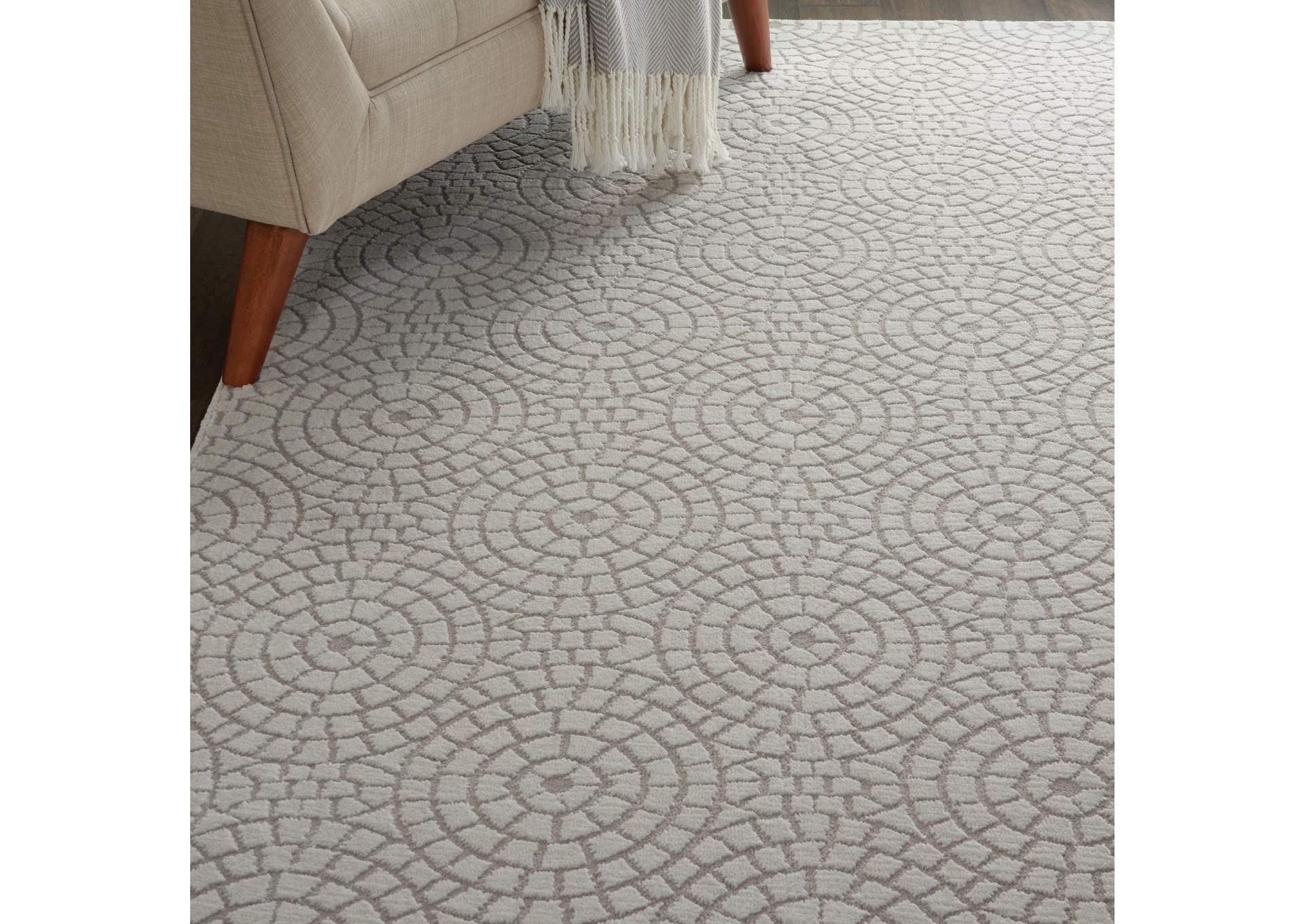 Nourison Urban Chic URC04 White 4'x6' Mid-century Area Rug,Nourison