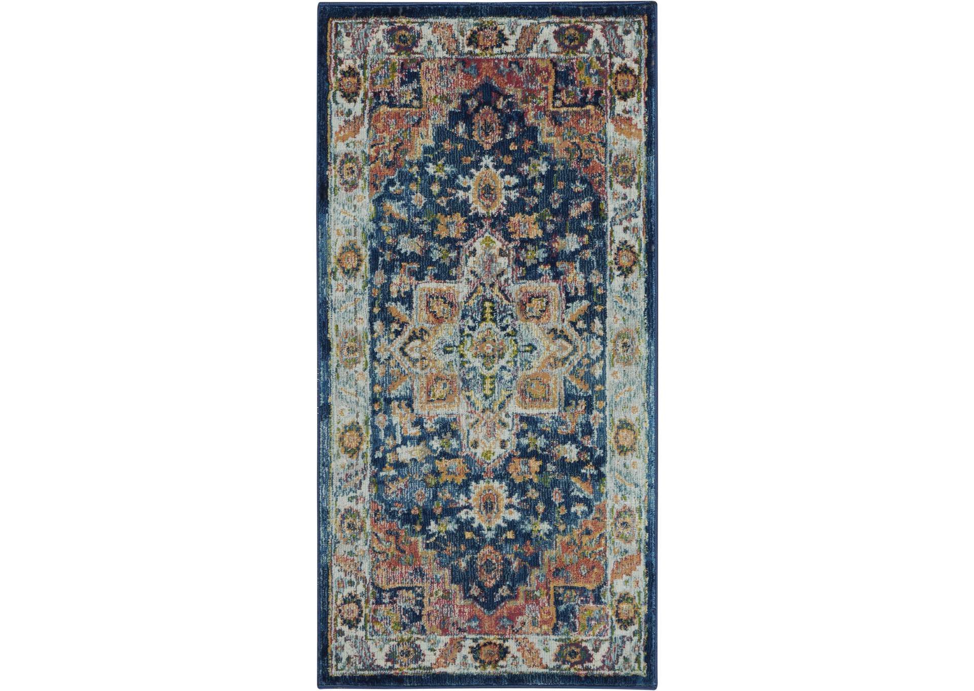 Nourison Ankara Global ANR11 Blue and Red Multicolor Persian Area Rug,Nourison