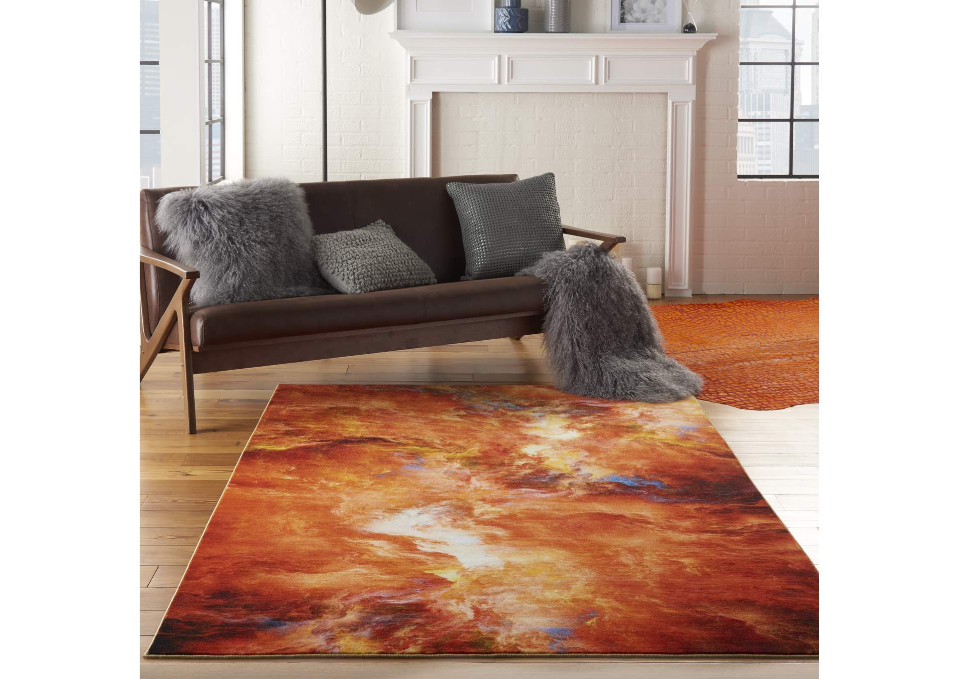 Nourison Le Reve LER05 Orange 5'x7' PhotoReal Area Rug,Nourison