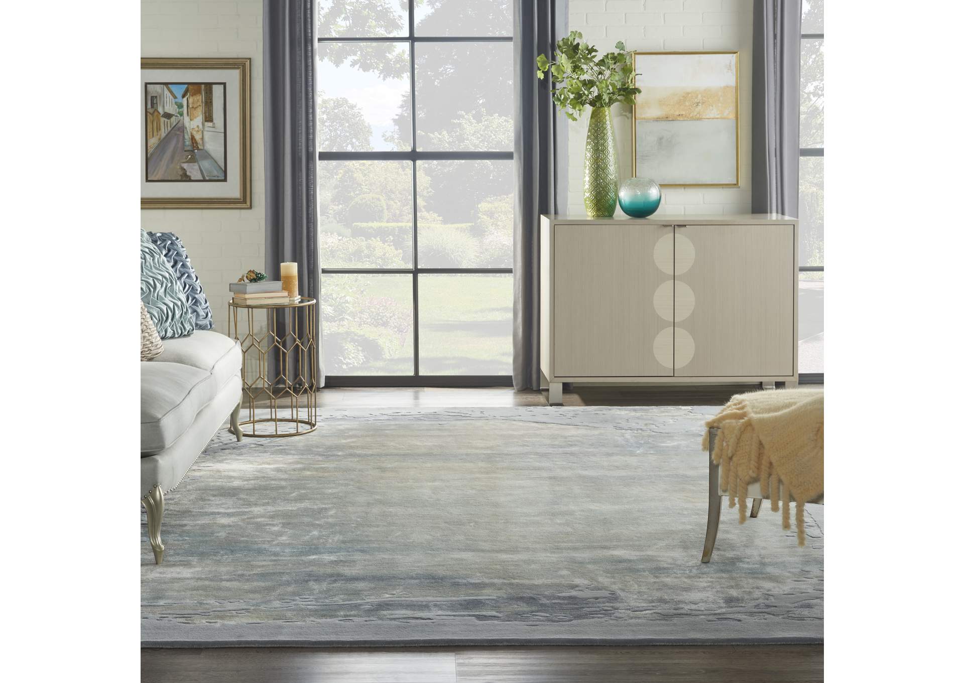 Nourison Prismatic 9'x12' Seafoam Silver Area Rug,Nourison