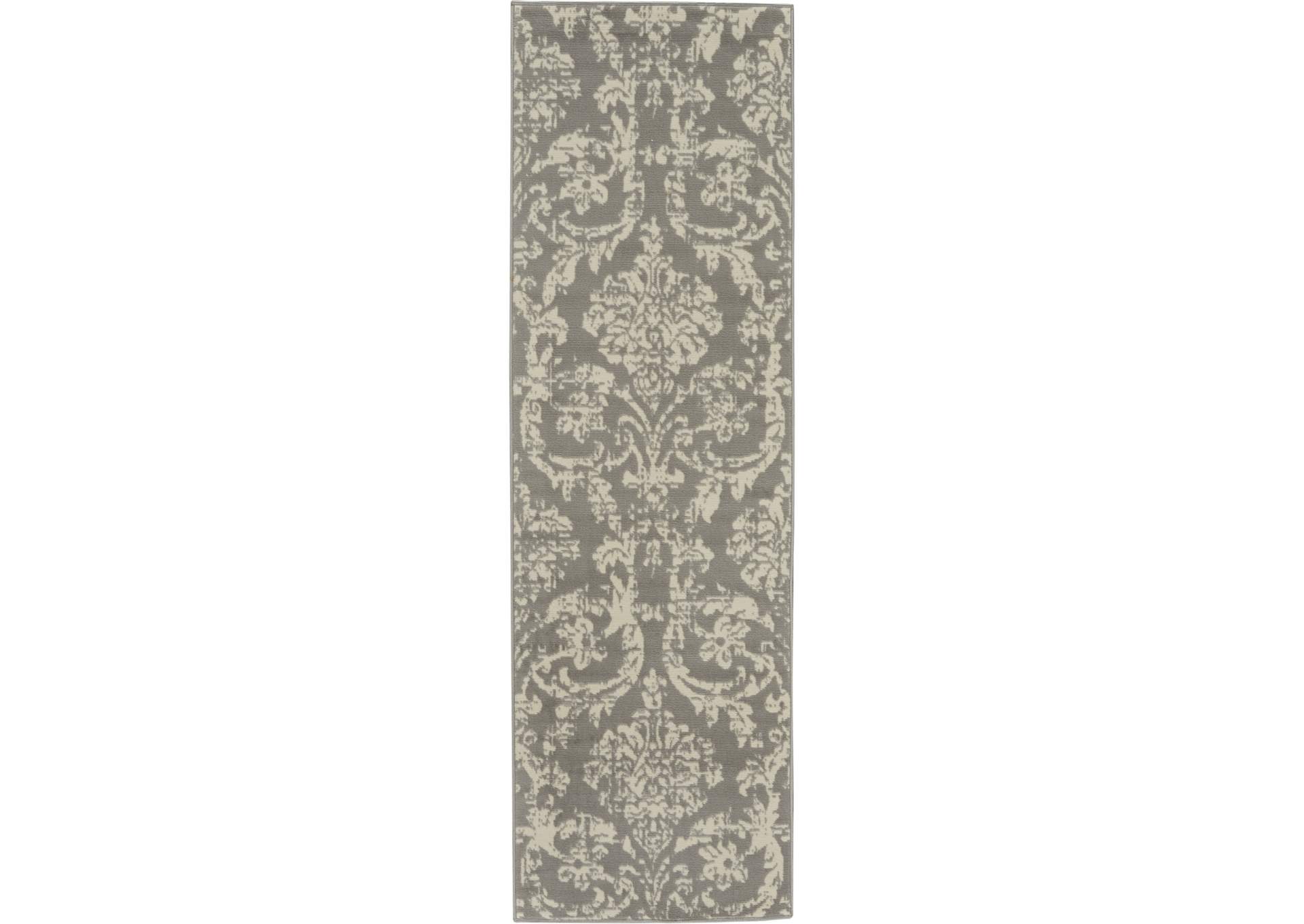 Nourison Jubilant JUB09 Grey 7' Runner Low-pile Hallway Rug,Nourison