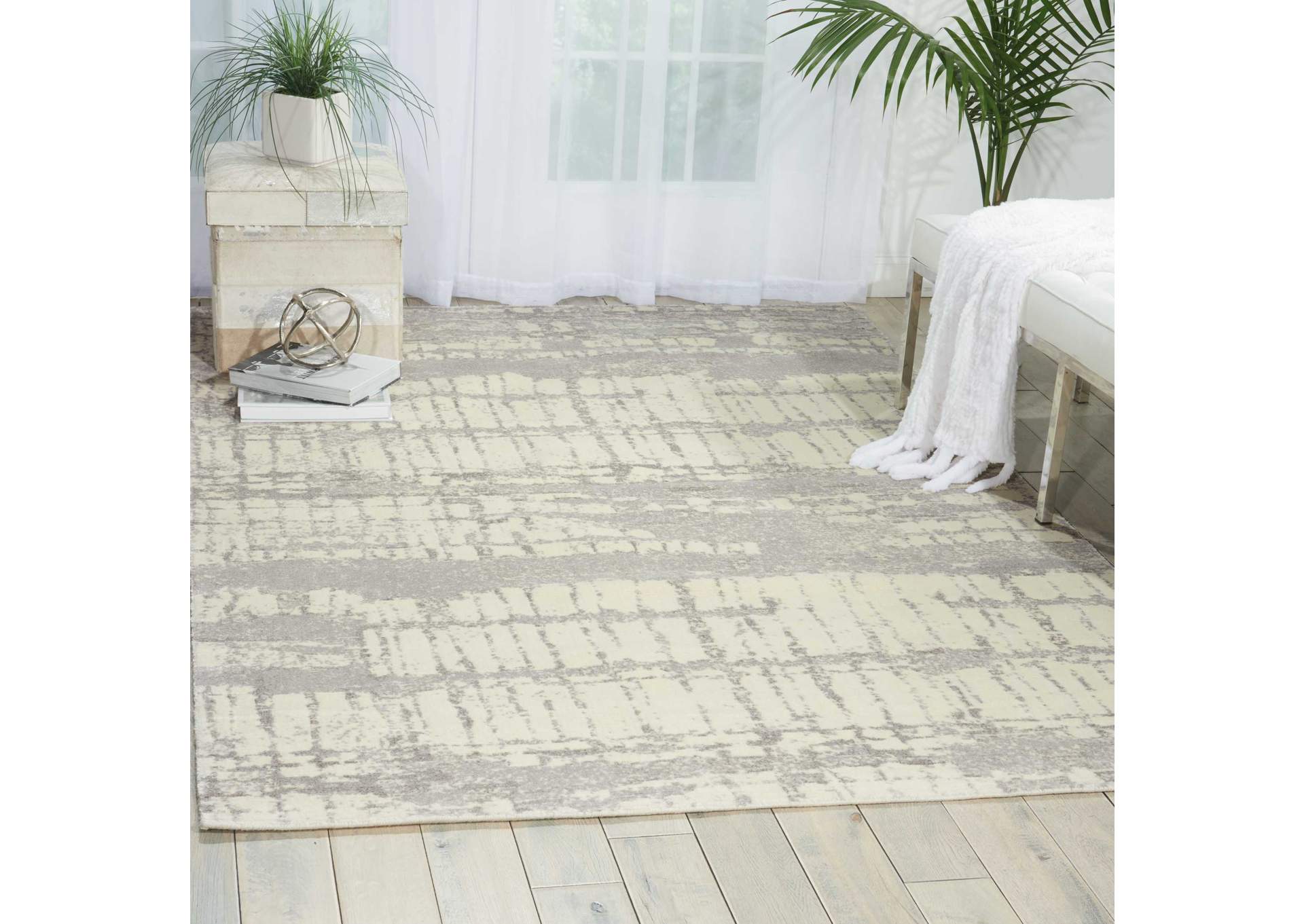 Nourison Twilight TWI10 White 8'x10' Large Rug,Nourison