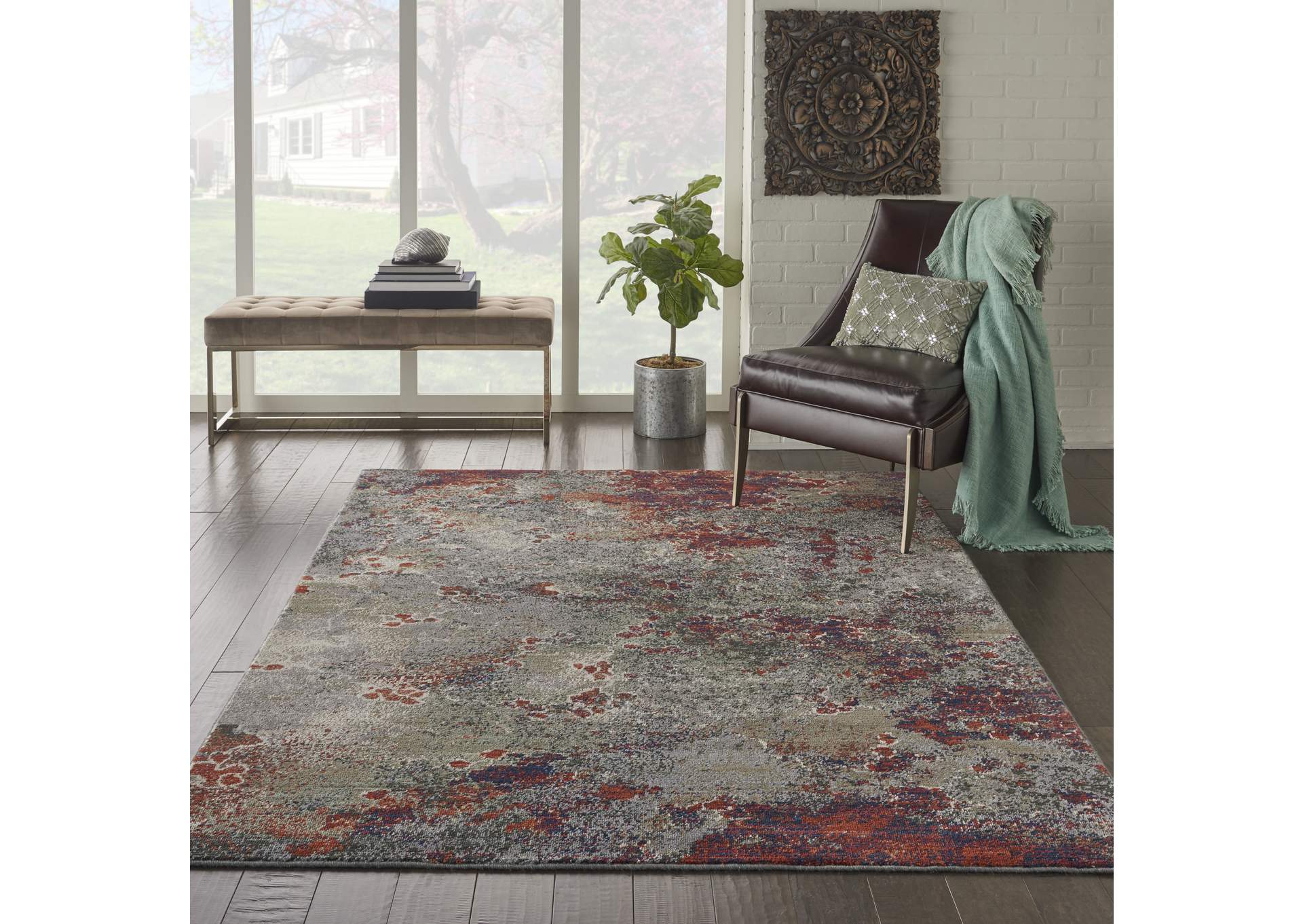 Nourison Artworks ATW02 Grey Multicolor 6'x8' Abstract Area Rug,Nourison