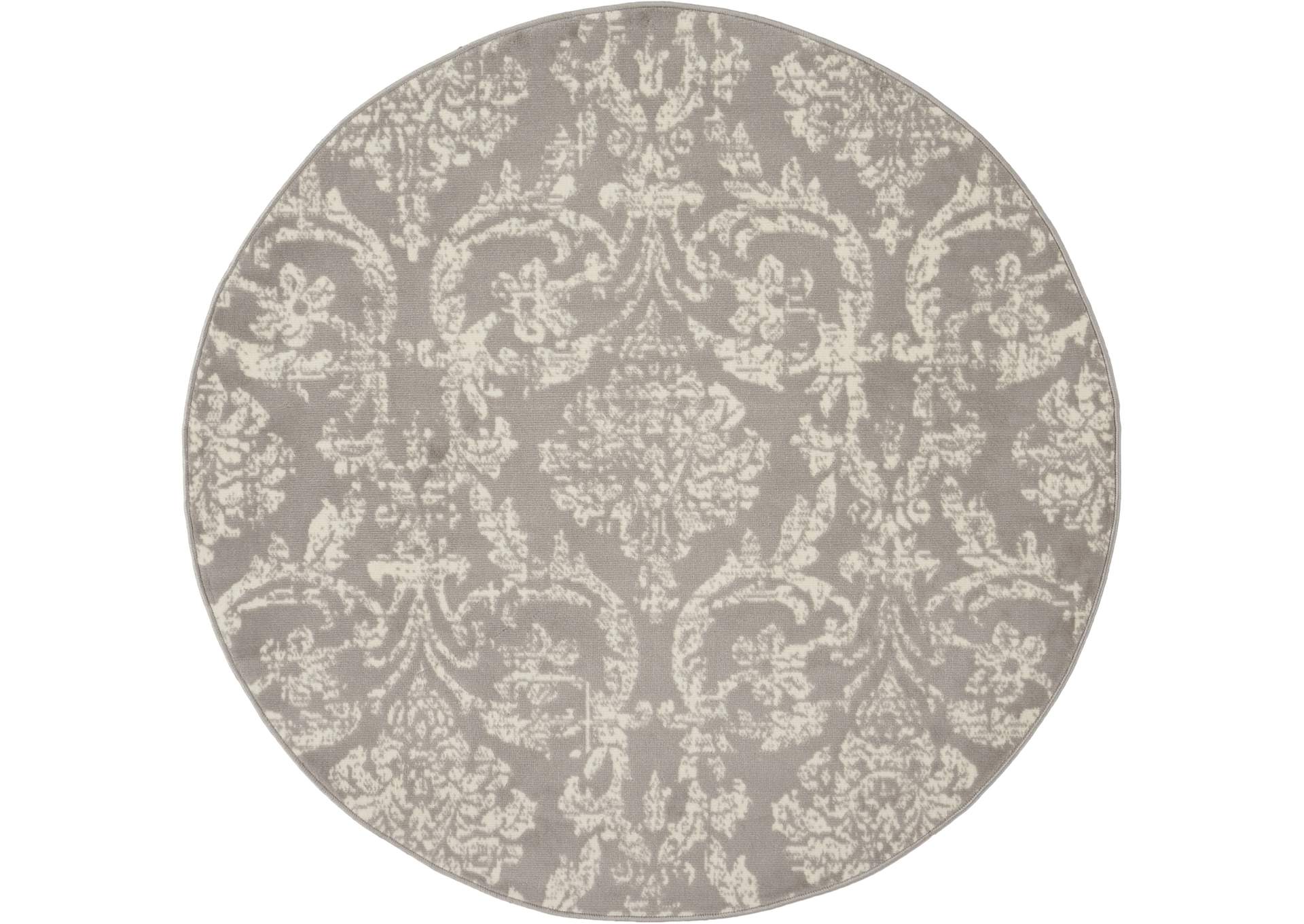 Nourison Jubilant JUB09 Grey 5' Round Farmhouse Area Rug,Nourison