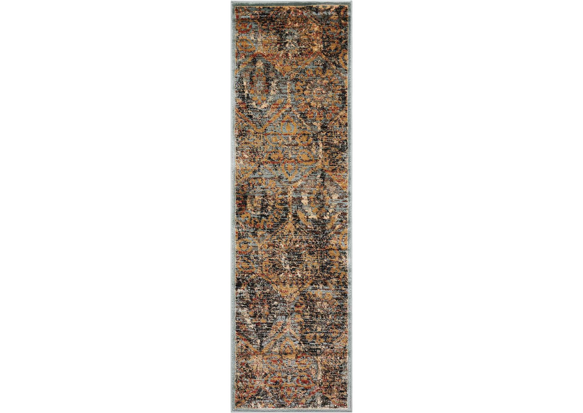 Nourison Delano DEL06 Blue 8' Runner Hallway Rug,Nourison