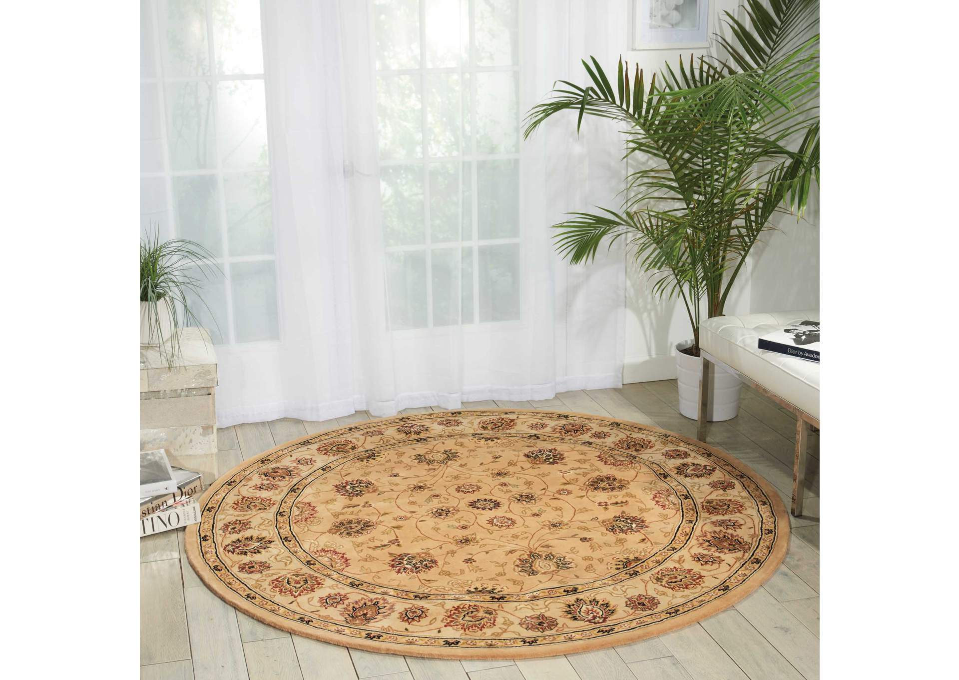 Nourison 2000 2071 Camel 4' Round Area Rug,Nourison