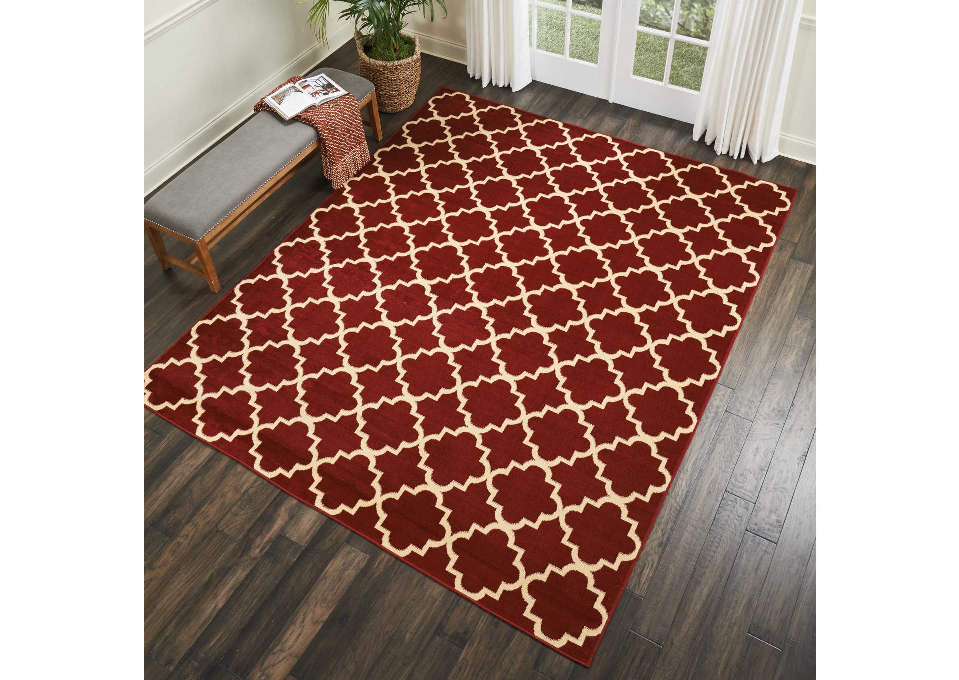 Nourison Grafix GRF08 Red 8'x10' Large Rug,Nourison