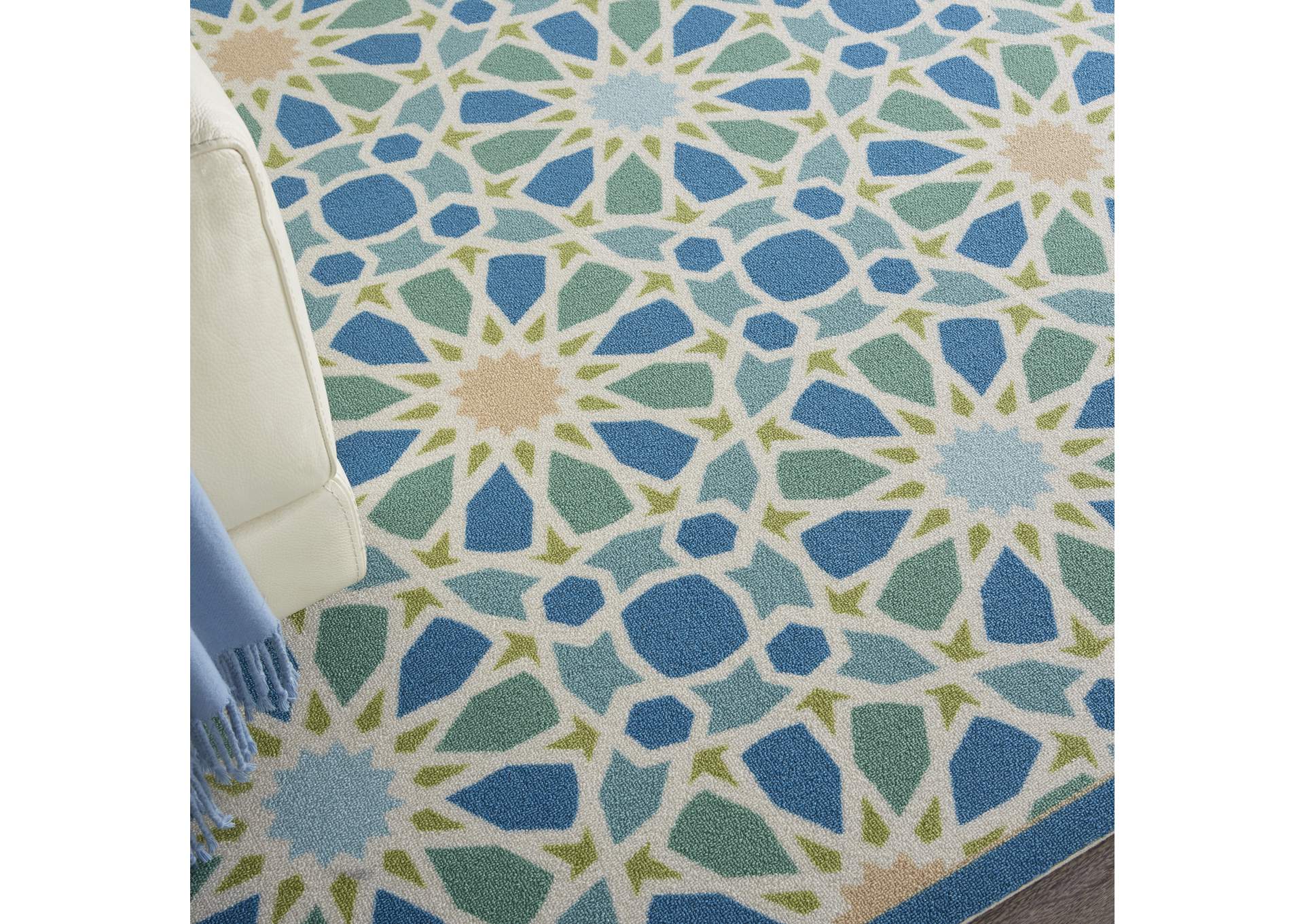 Waverly Sun N Shade SND29 Blue 8'x11' Rug,Nourison