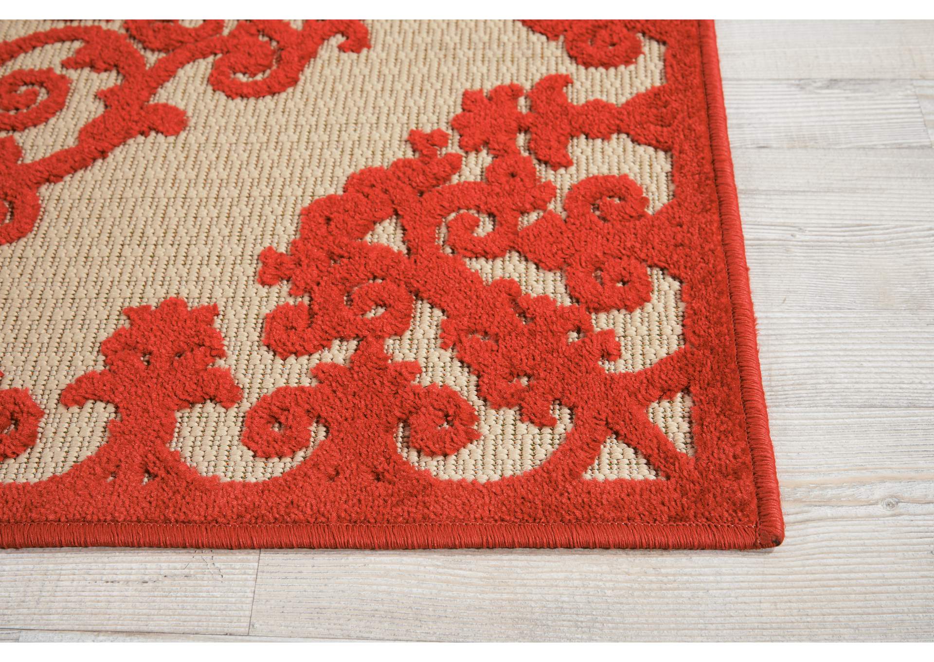 Nourison Aloha ALH12 Red and White 3'x4' Indoor-outdoor Area Rug,Nourison