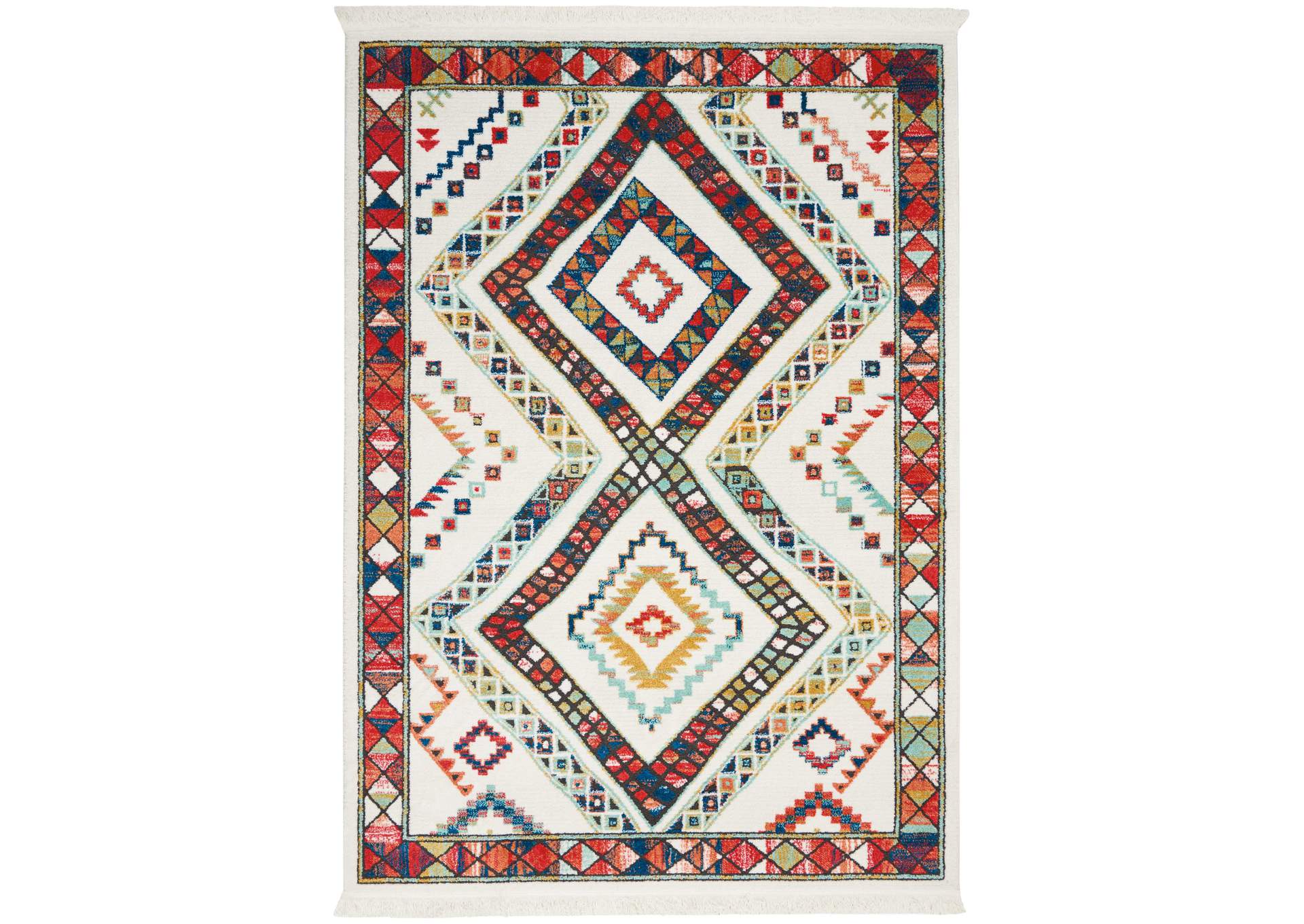 Nourison South Western NAV02 White Multicolor 4'x6' Area Rug,Nourison