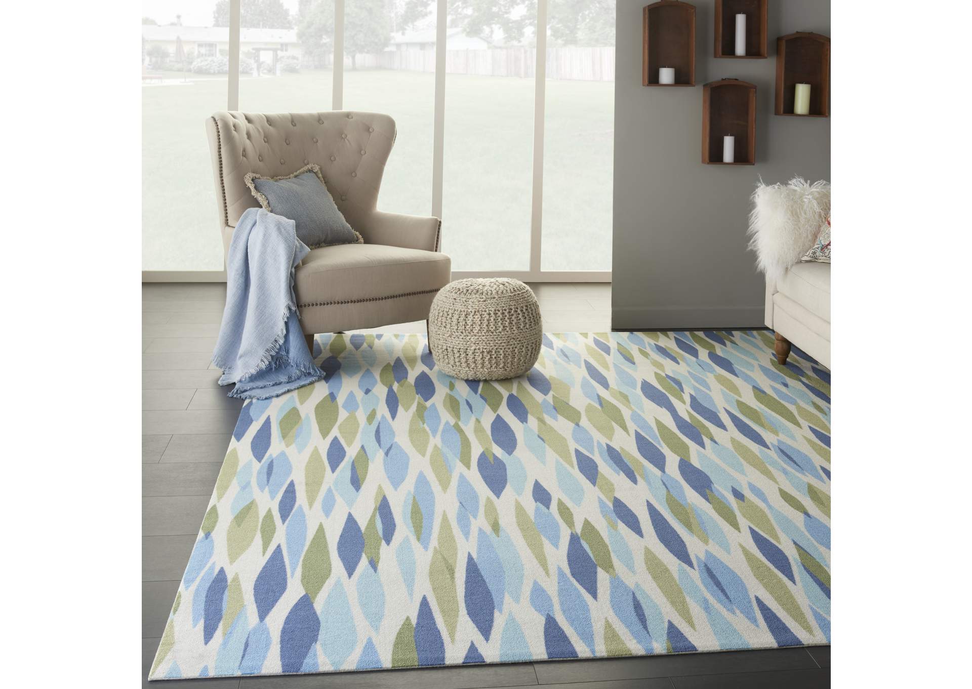 Waverly Sun N Shade SND01 Green 8'x11' Rug,Nourison