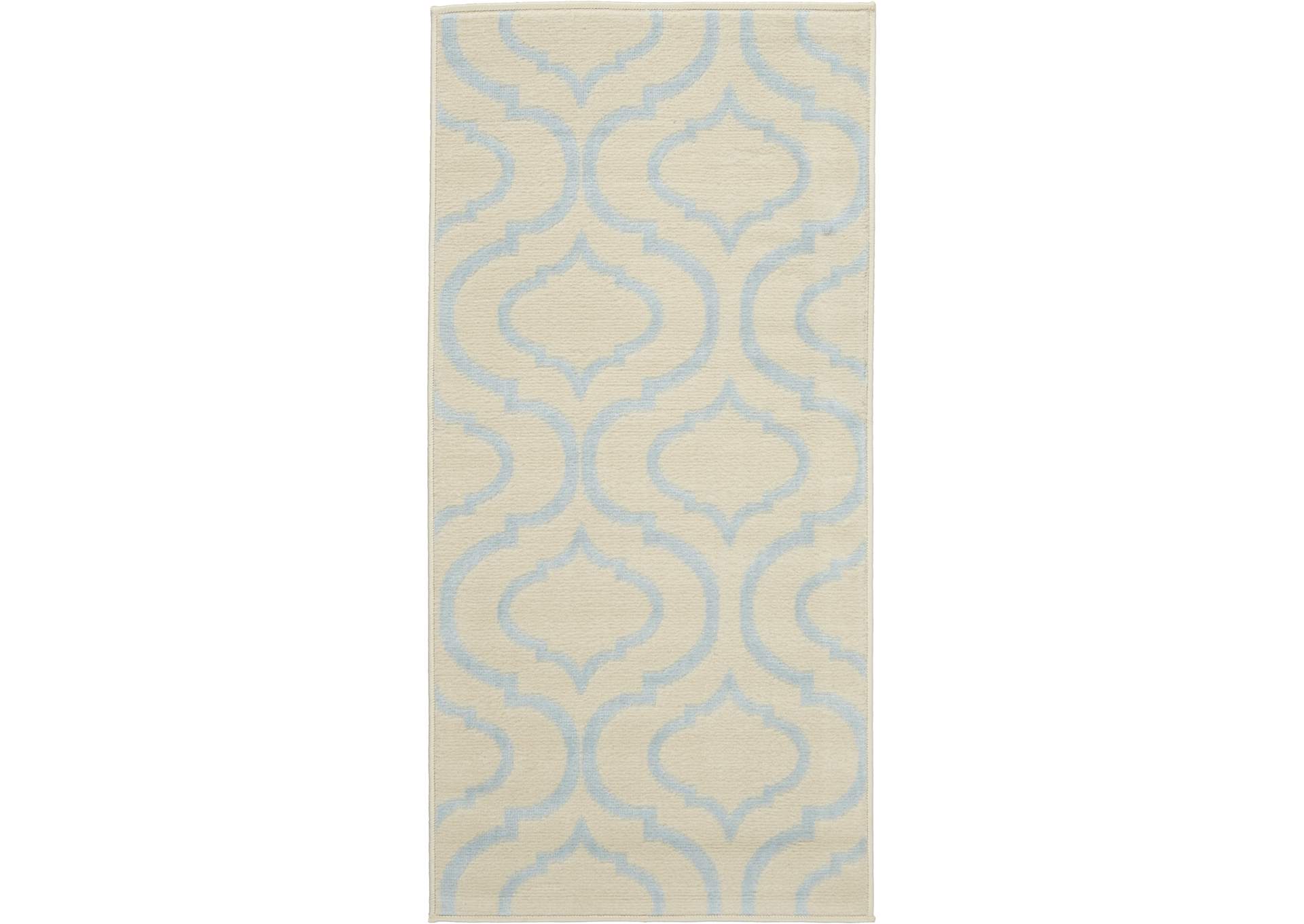 Nourison Jubilant 2' x 4' Small White and Blue Trellis Area Rug,Nourison