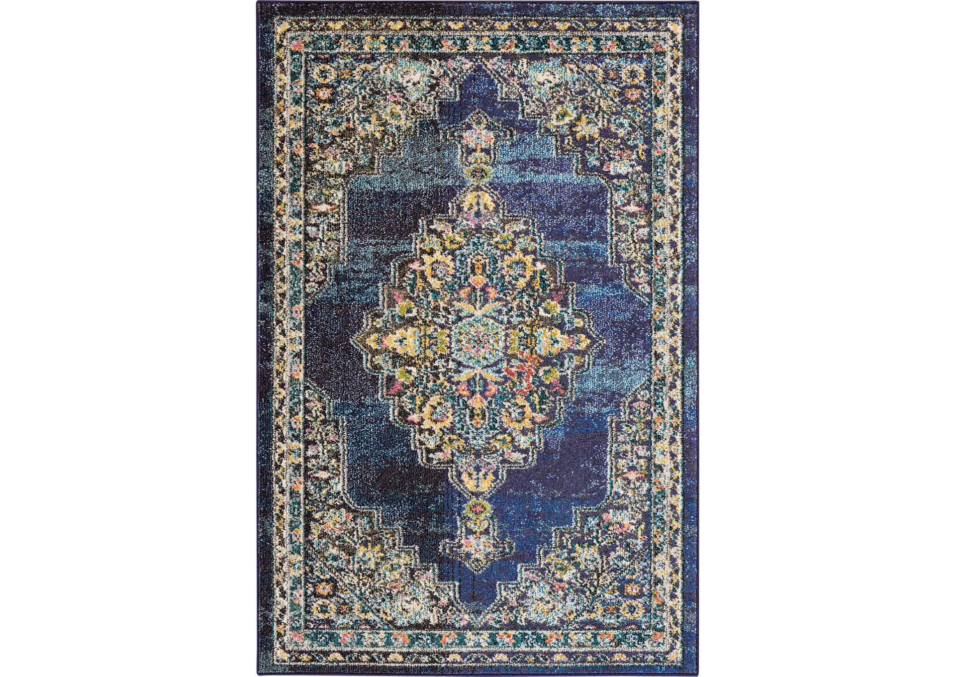 Nourison Passionate PST01 Dark Blue Multicolor 4'x6' Kashan Area Rug,Nourison