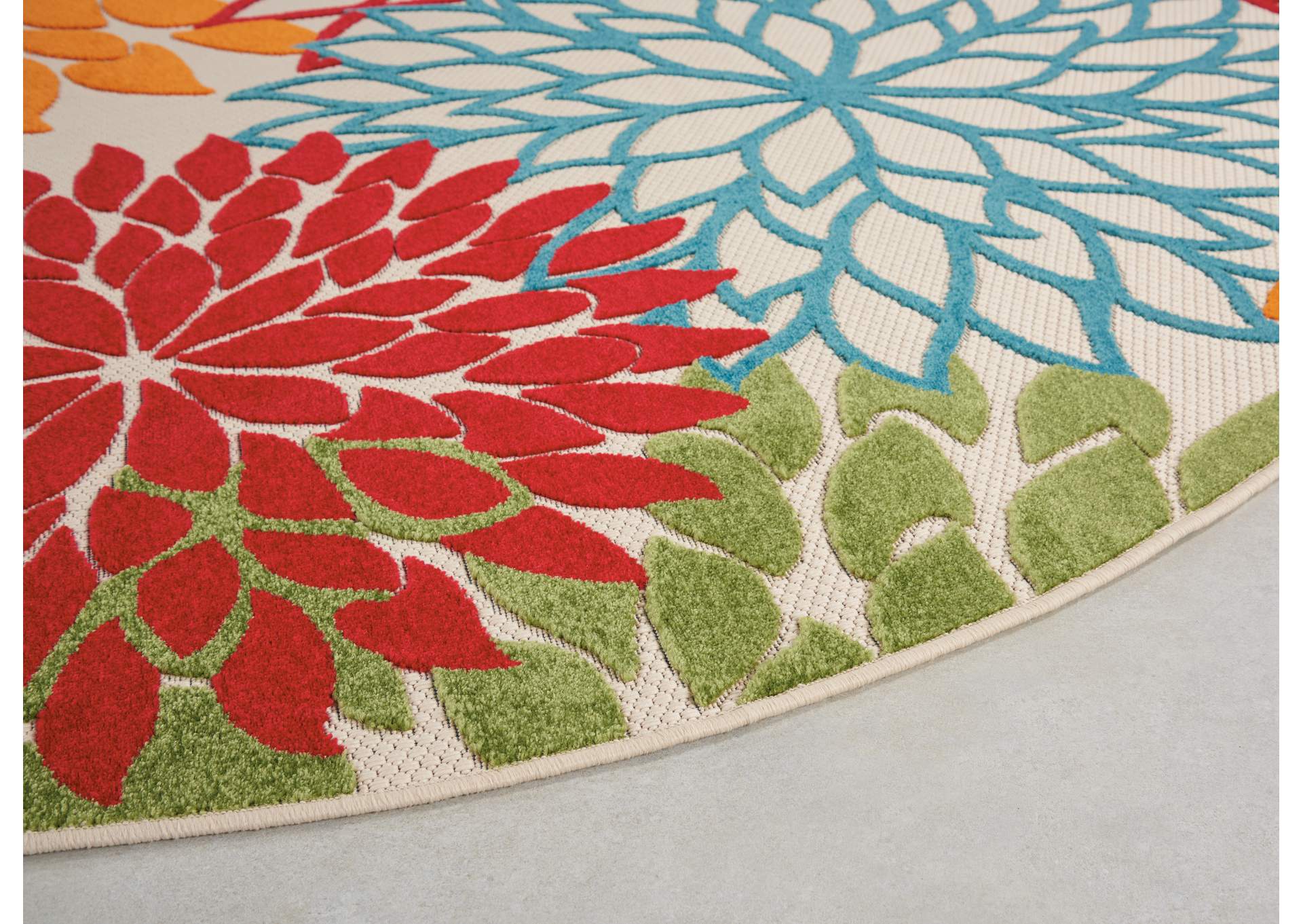 Nourison Aloha ALH05 Green 8' Round Large Indoor-outdoor Rug,Nourison