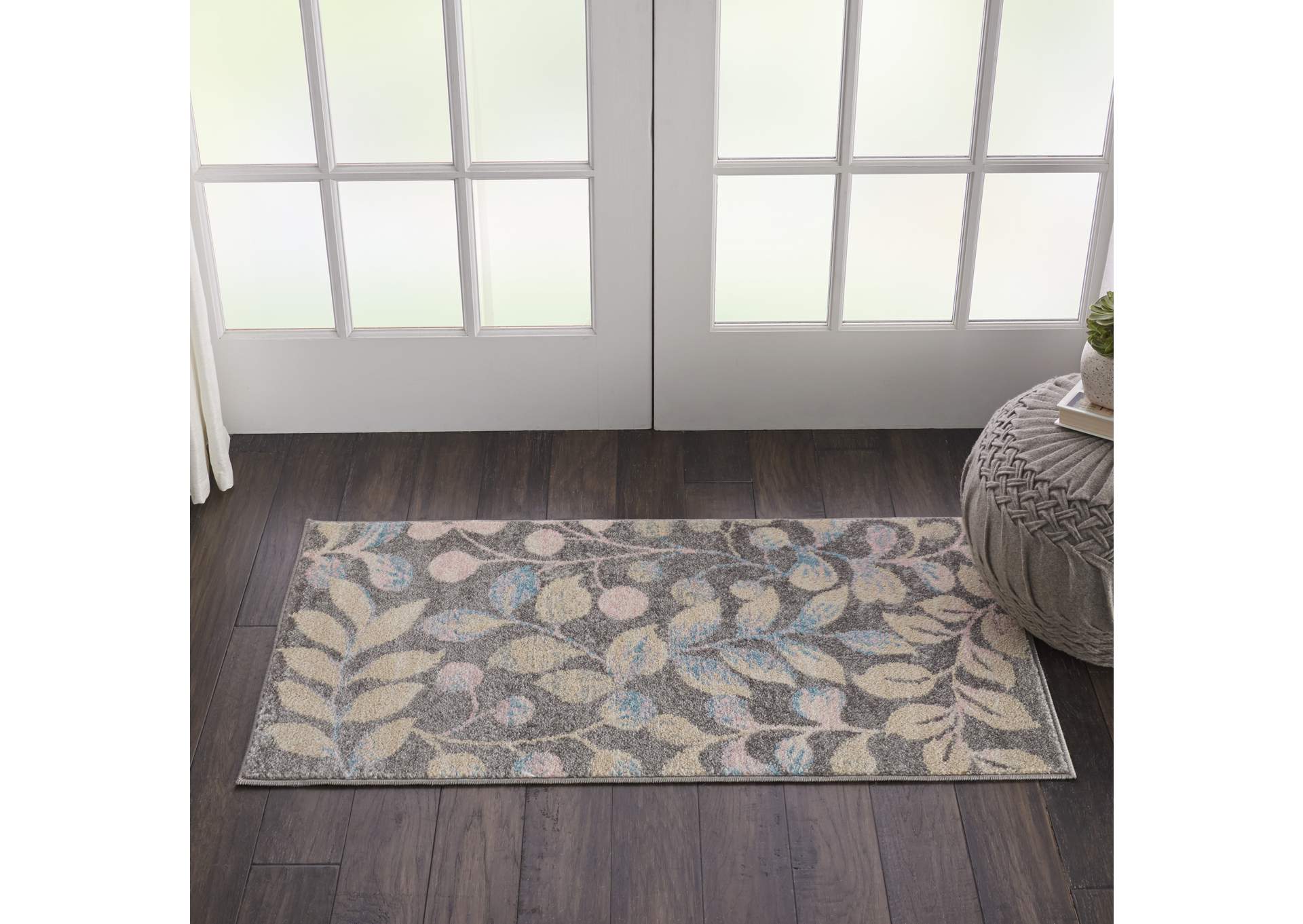 Nourison Tranquil 2'x4' Beige and Grey Botanical Small Rug,Nourison