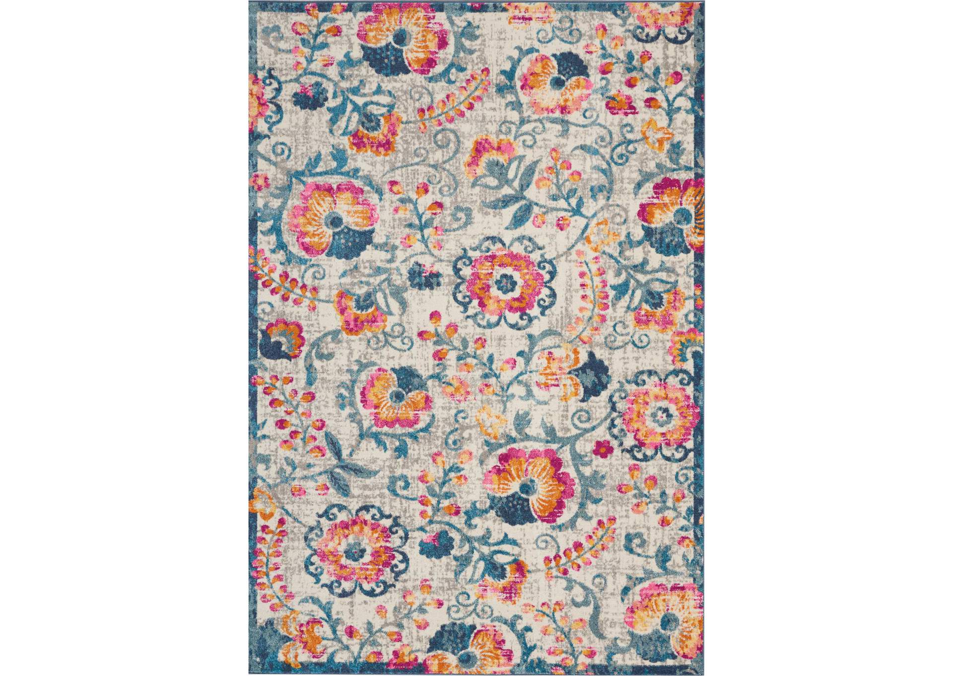 Nourison Passion PSN19 White Multicolor 7'x10' Large Rug,Nourison