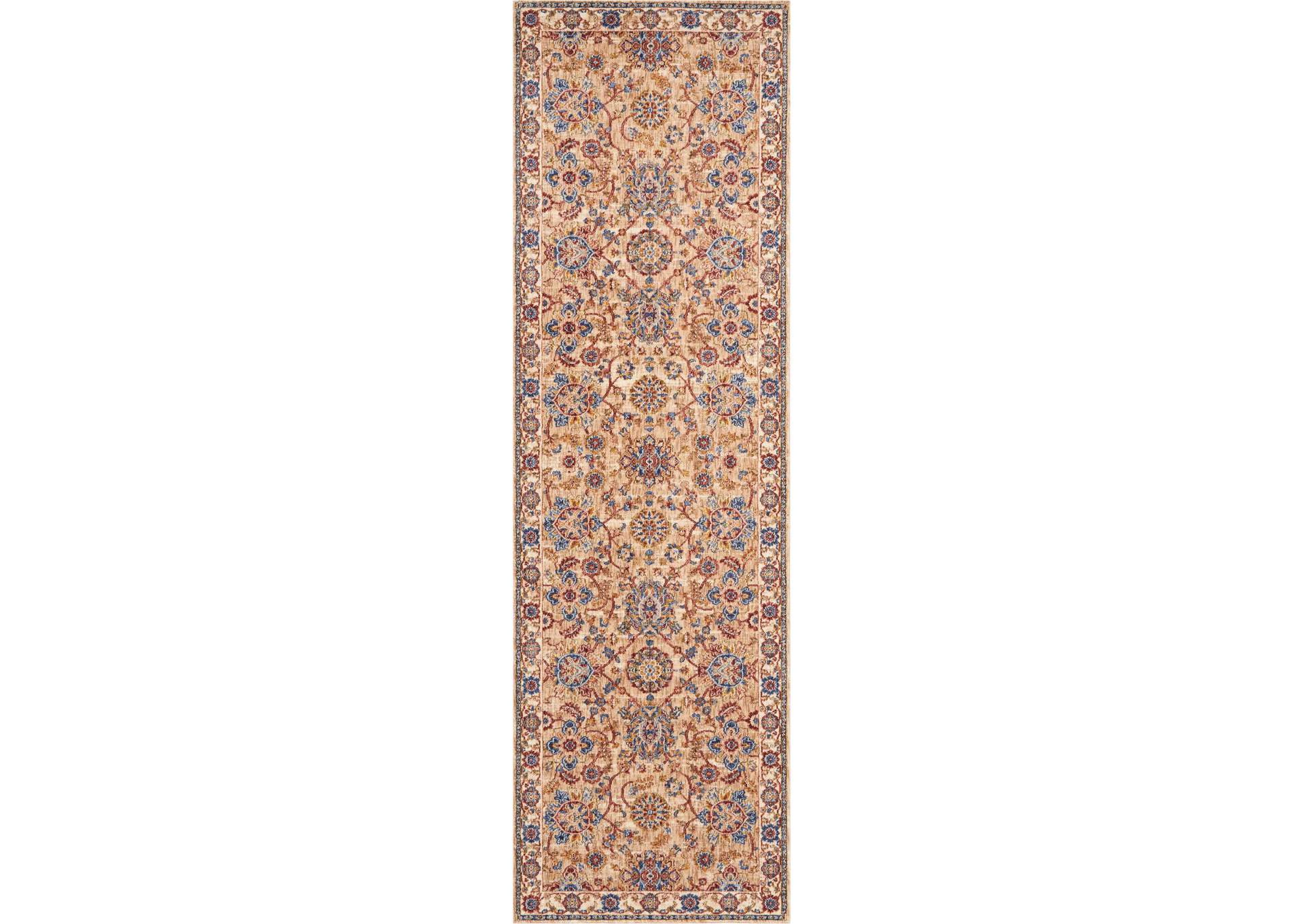 Nourison Lagos LAG04 Beige Multicolor 8' Runner Low-pile Hallway Rug,Nourison