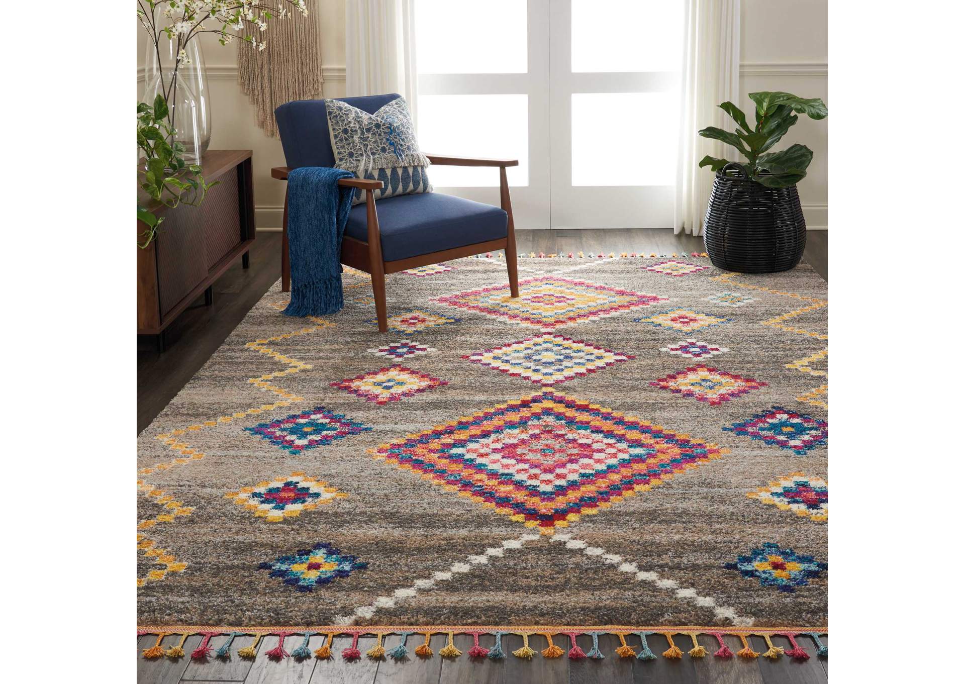 Nourison Nomad NMD05 Grey Multicolor 9'x12' Oversized Rug,Nourison
