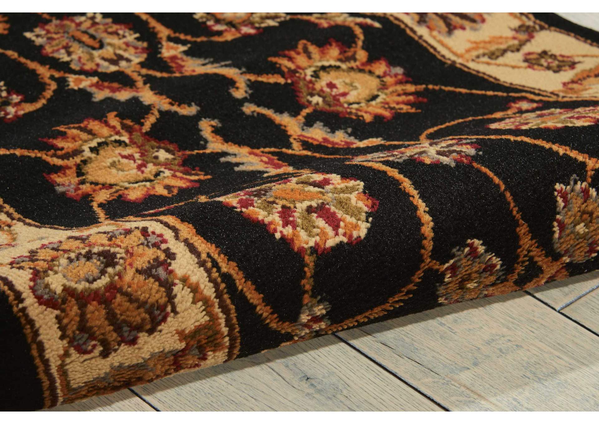 Nourison Paramount PAR09 Black 7' Runner Hallway Rug,Nourison