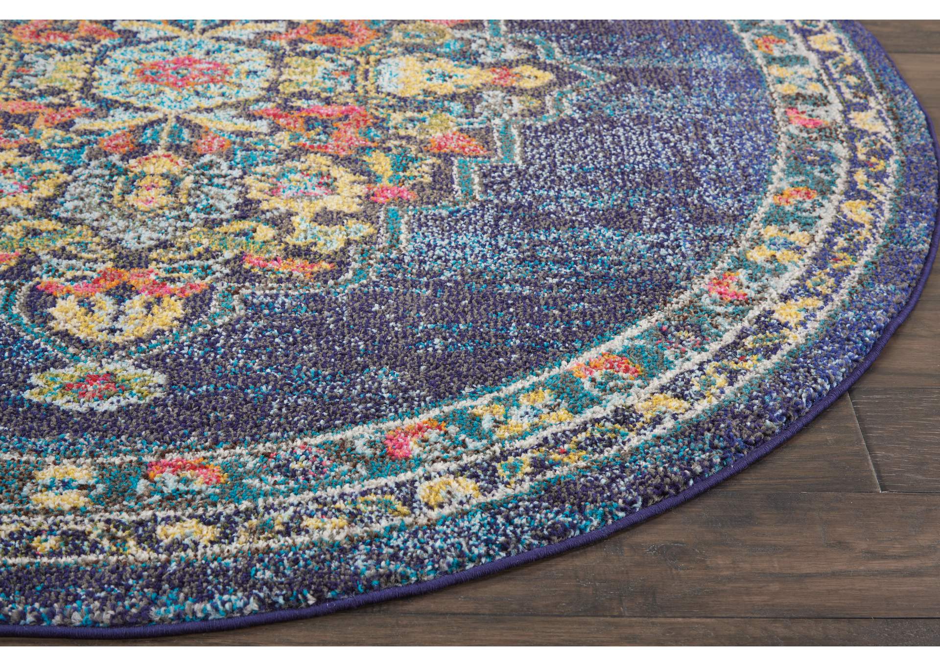 Nourison Passionate PST01 Dark Blue Multicolor 5' Round Kashan Area Rug,Nourison