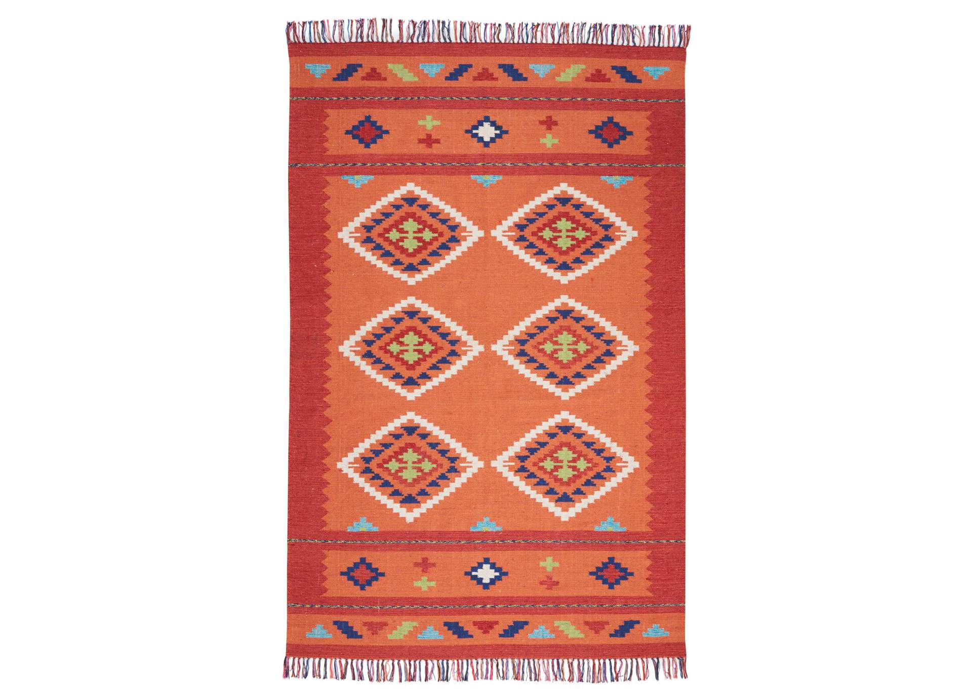 Nourison Baja BAJ02 Orange 7'x10' Large Flat Weave Rug,Nourison