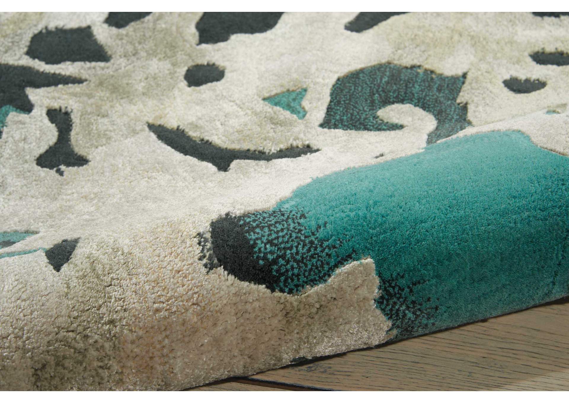 Nourison Prismatic PRS06 Aqua Blue and Beige 6'x8' Area Rug,Nourison