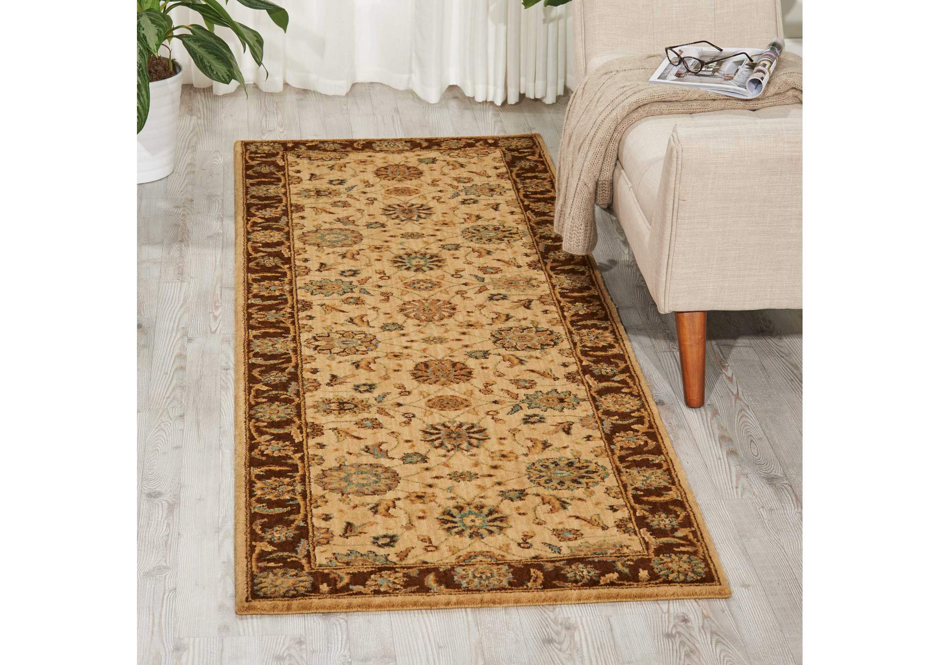 Nourison Living Treasures LI05 Beige 8' Runner Hallway Rug,Nourison