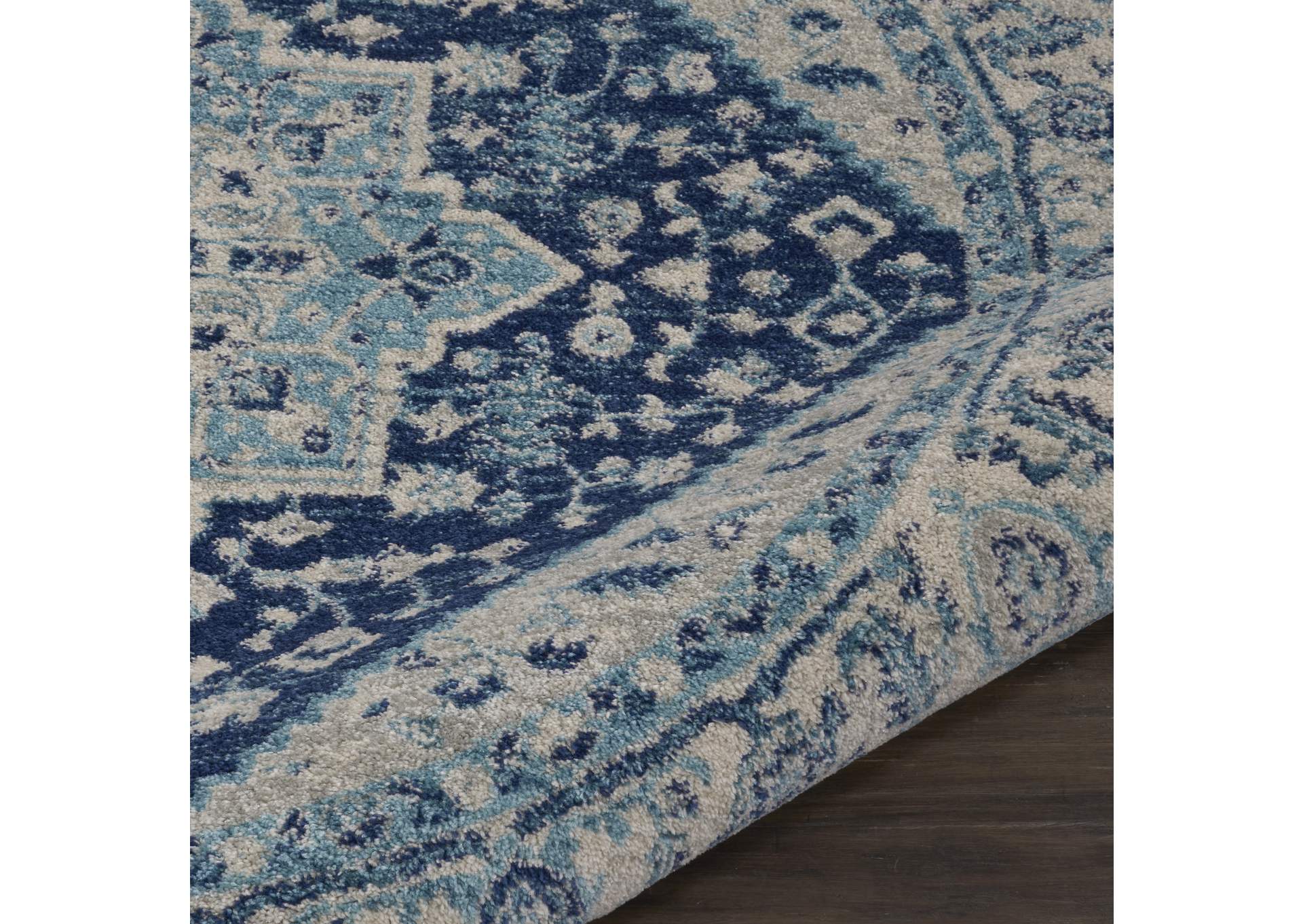 Nourison Tranquil TRA06 Blue and White 5' Round Persian Area Rug,Nourison