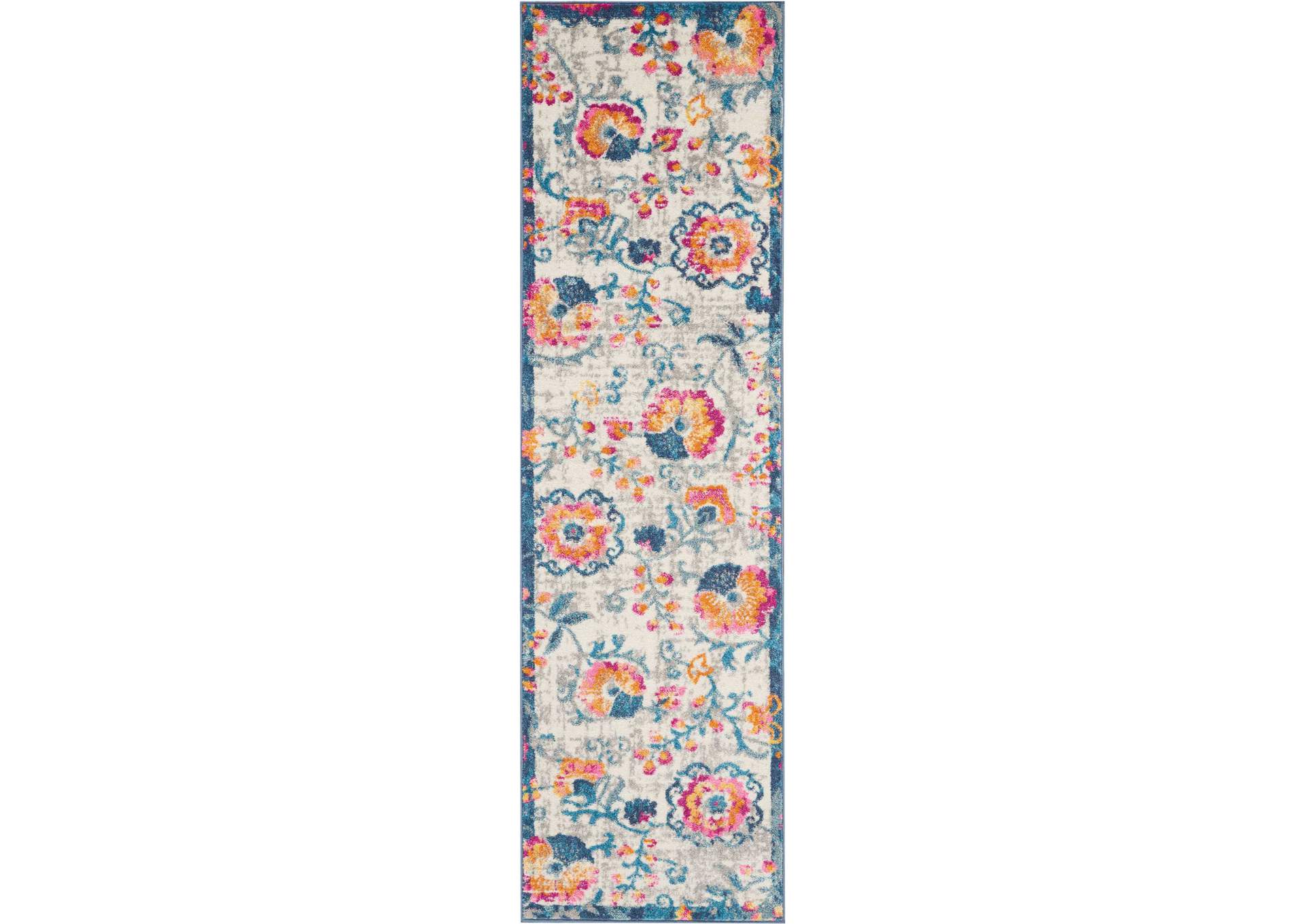 Nourison Passion PSN19 White Multicolor 8' Runner Hallway Rug,Nourison